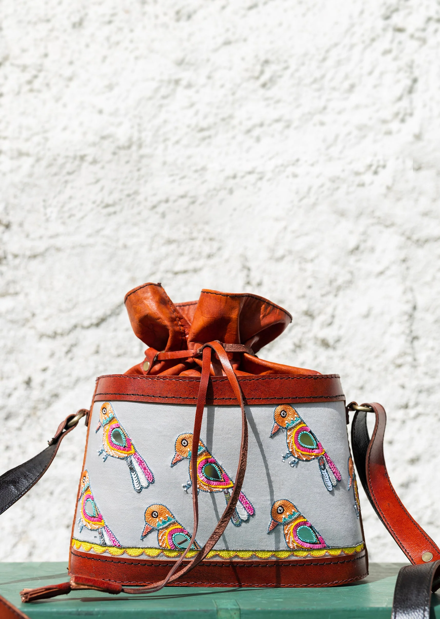 Handcrafted hand embroidered leather bags - Image 3