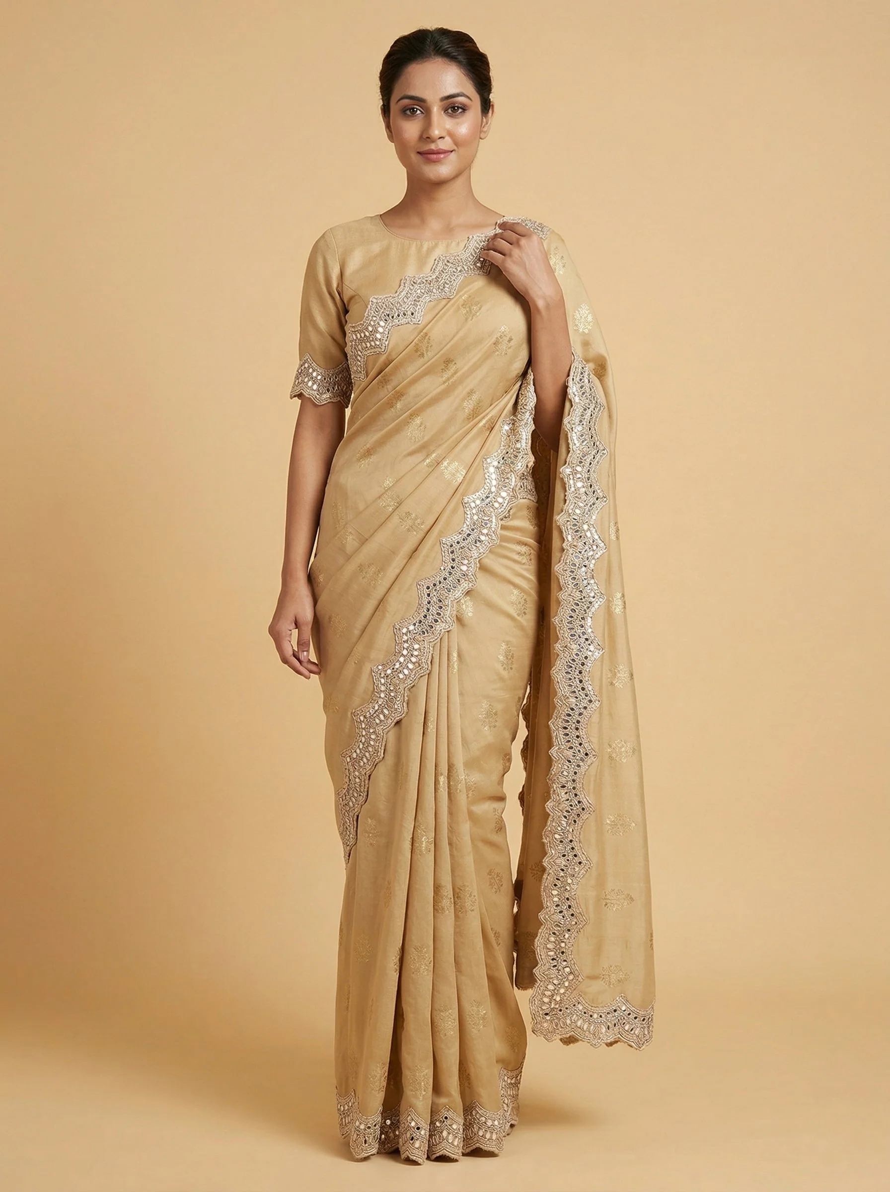 Hazel Chiku Embroidered Saree