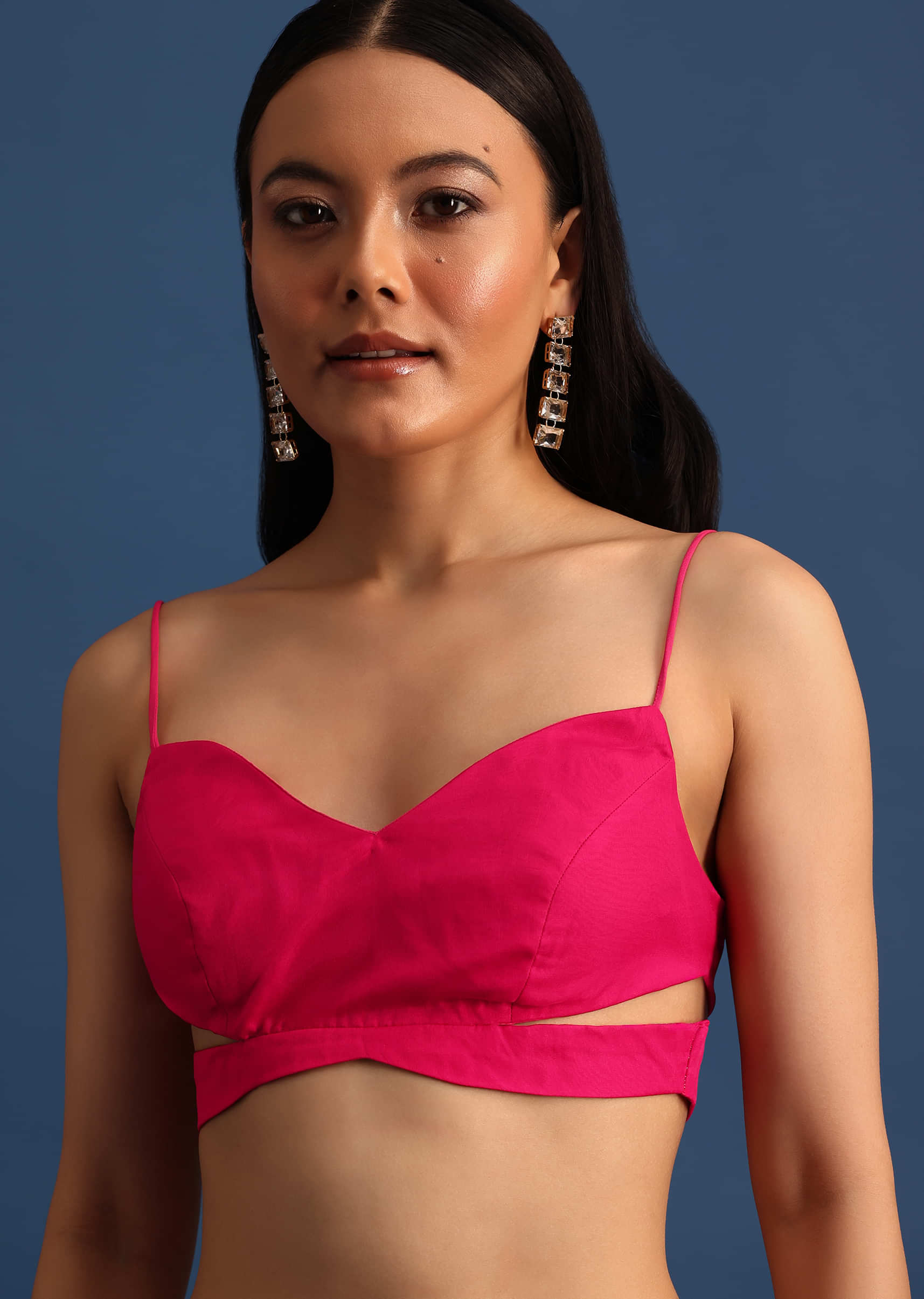Hot Pink Cutdana Embroidered Saree With Unstitched Blouse - Image 7