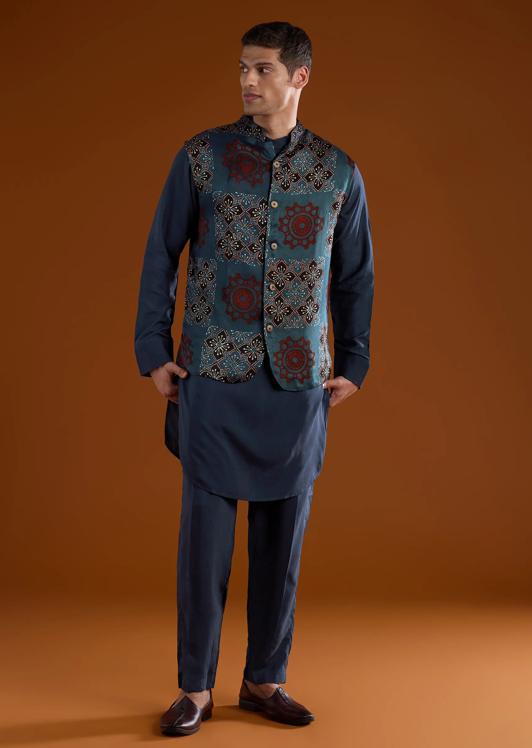 Indigo Craft Duo — Jacket Set For Her And Kurta Jacket For Him - Image 9