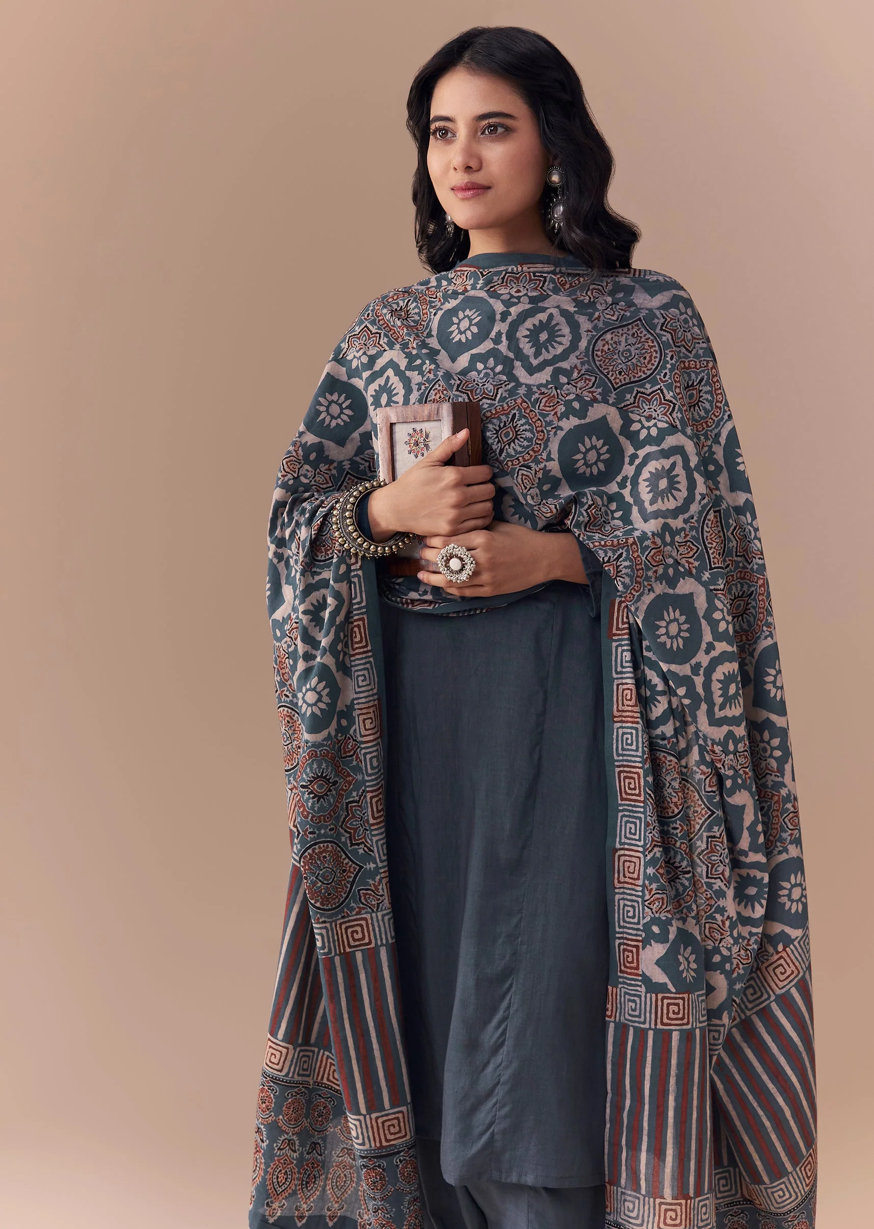 Indigo Kurta Set with Ajrakh Dupatta - Image 4