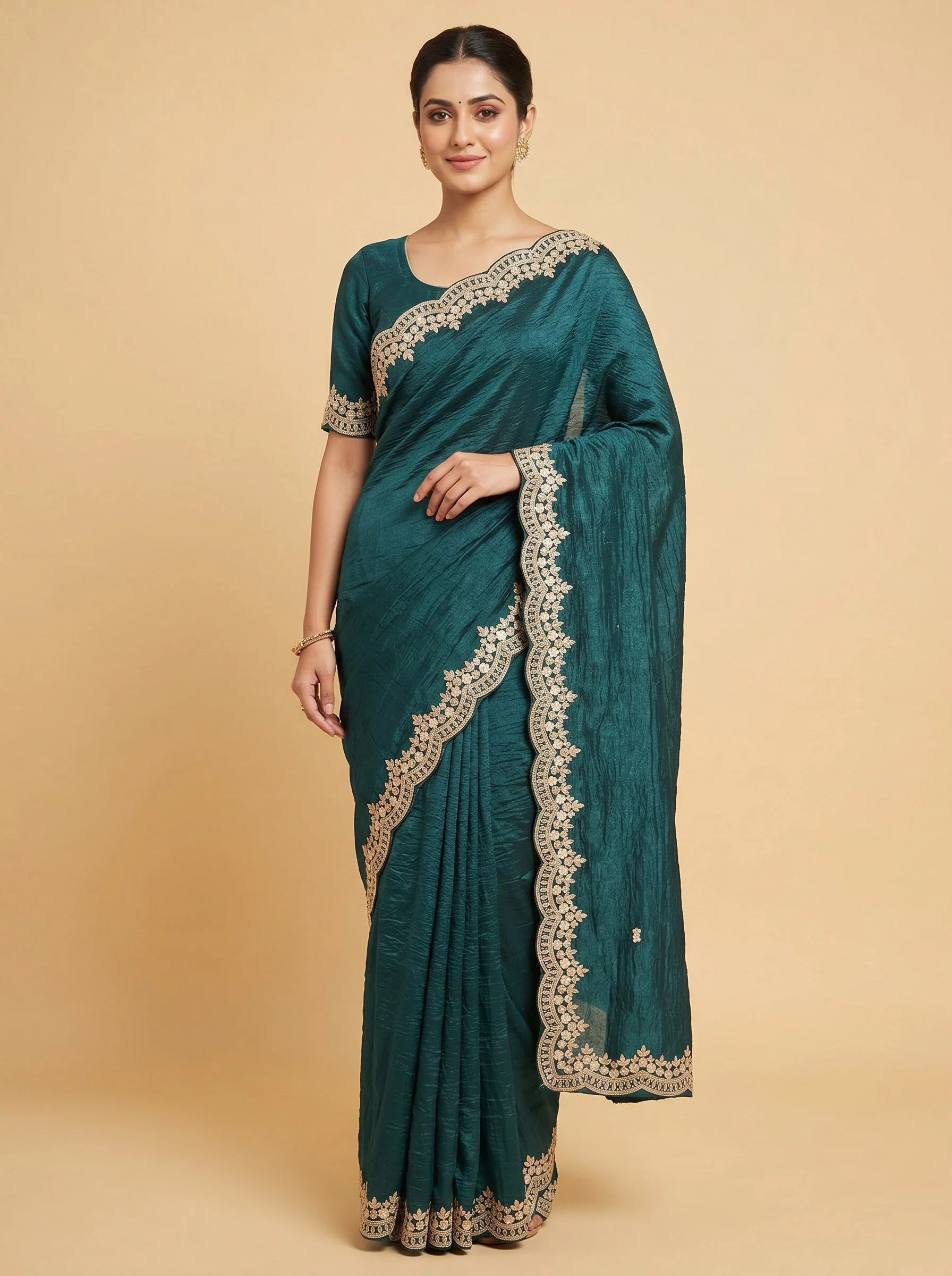 Indigo Peacock Majesty Embroidered Saree