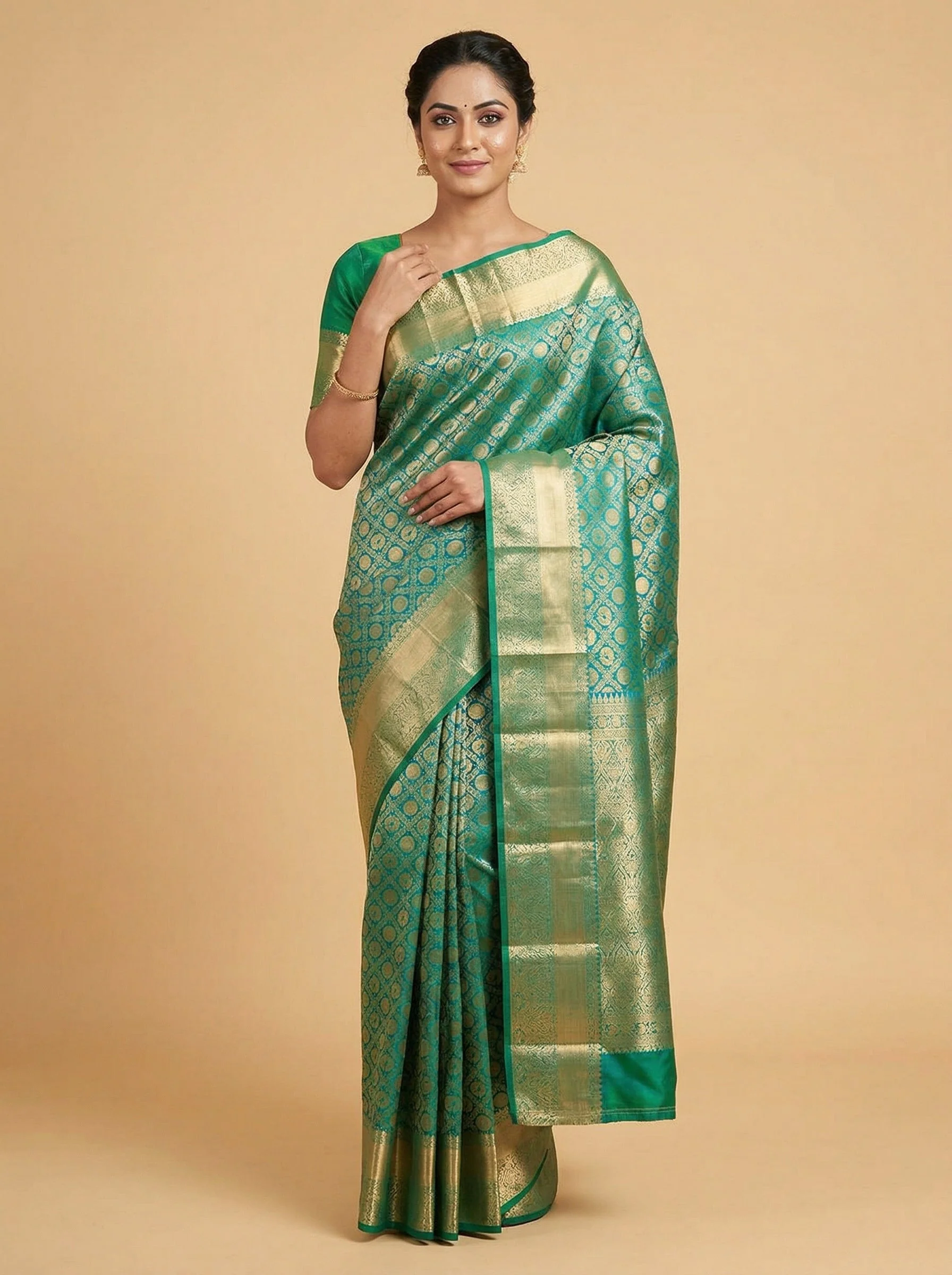 Iridescent Peacock Blue Handloom Saree