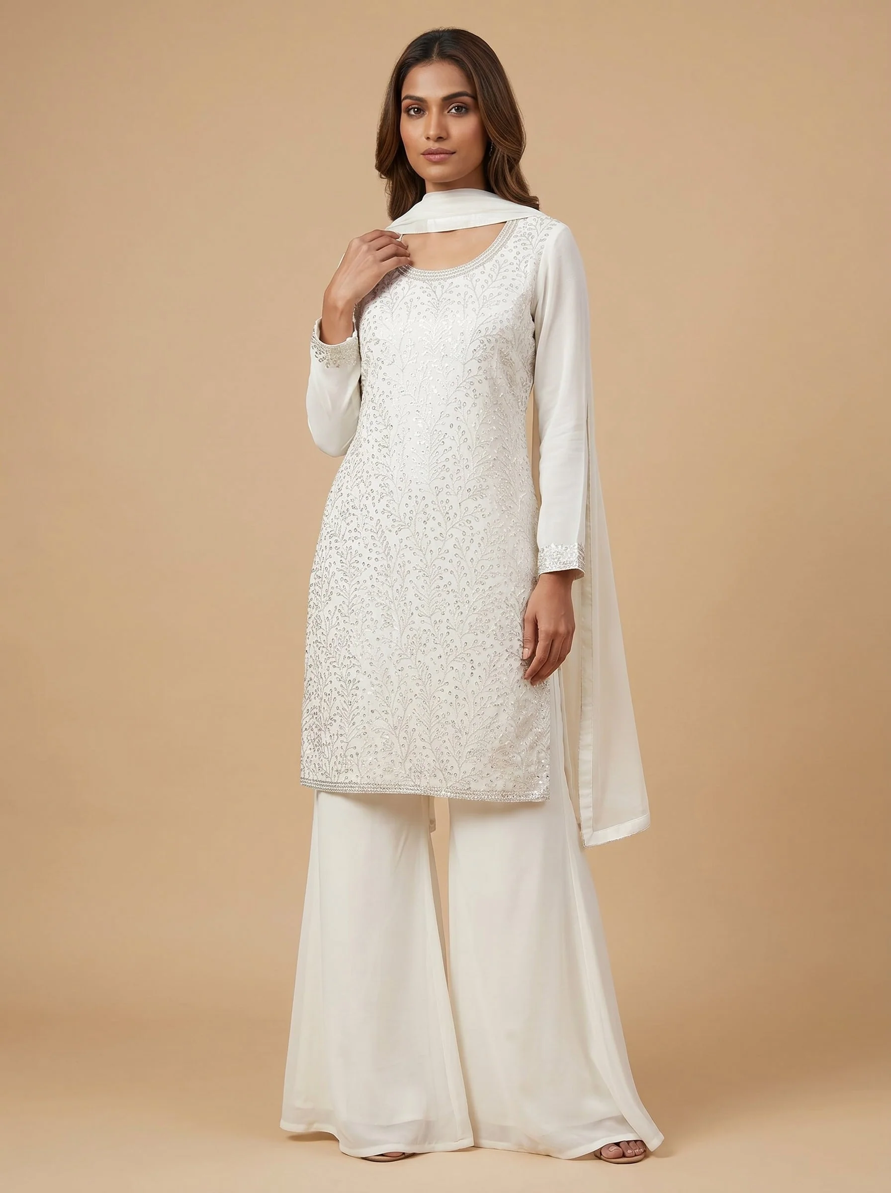 Ivory Frost Sharara Set
