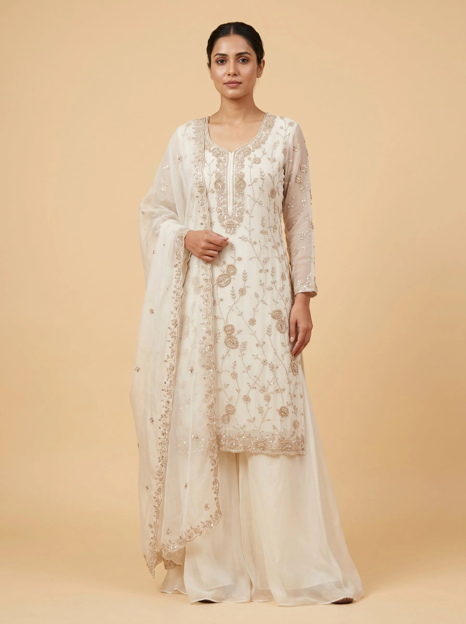 Ivory Gleam Sharara Set