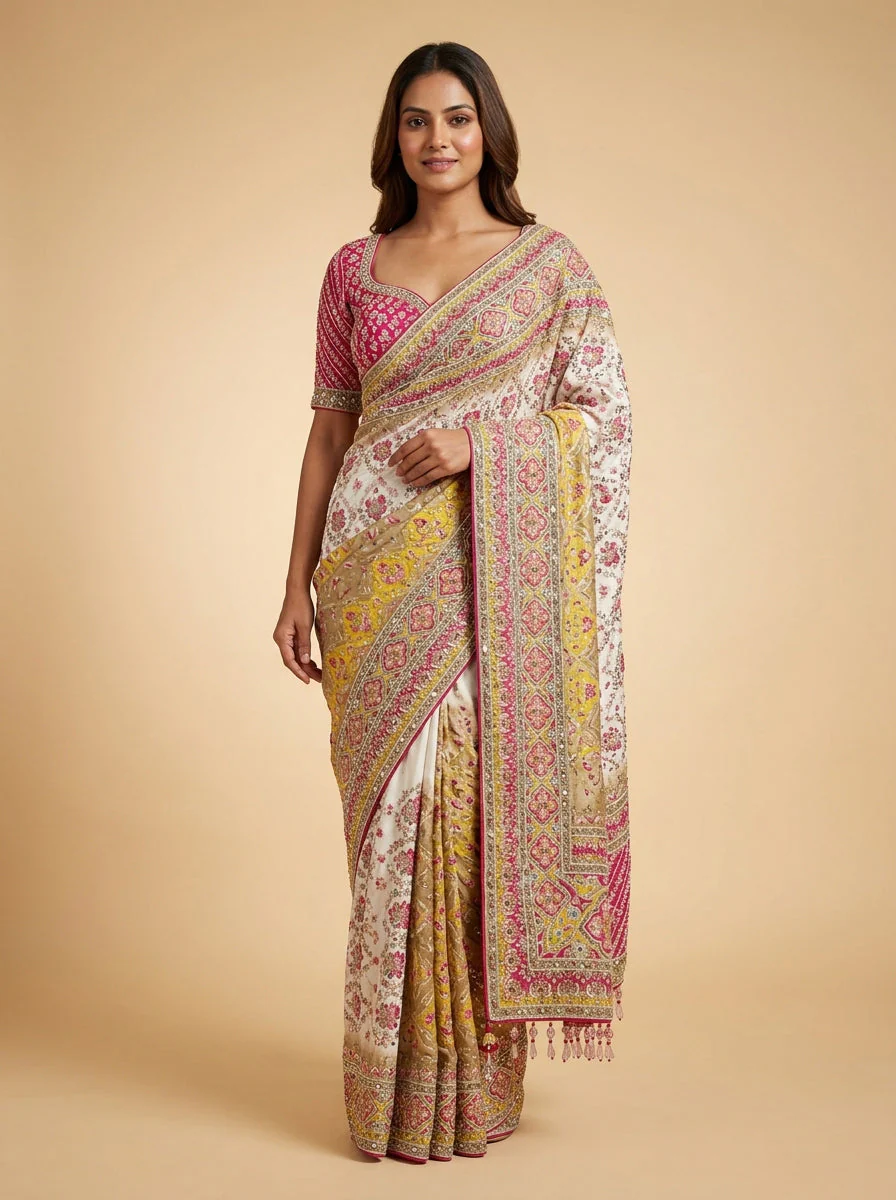 Ivory Off-White Timeless Saree