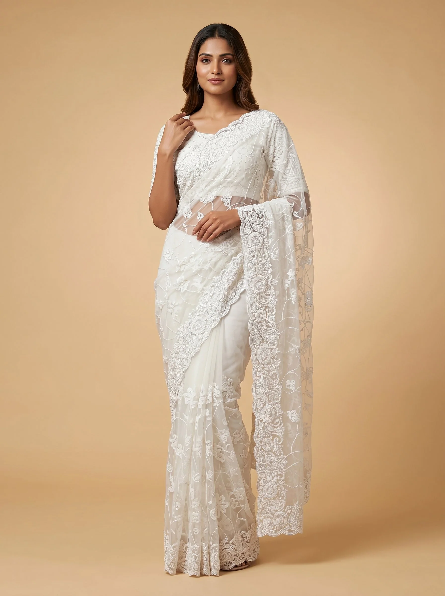 Ivory Pure Elegance Saree
