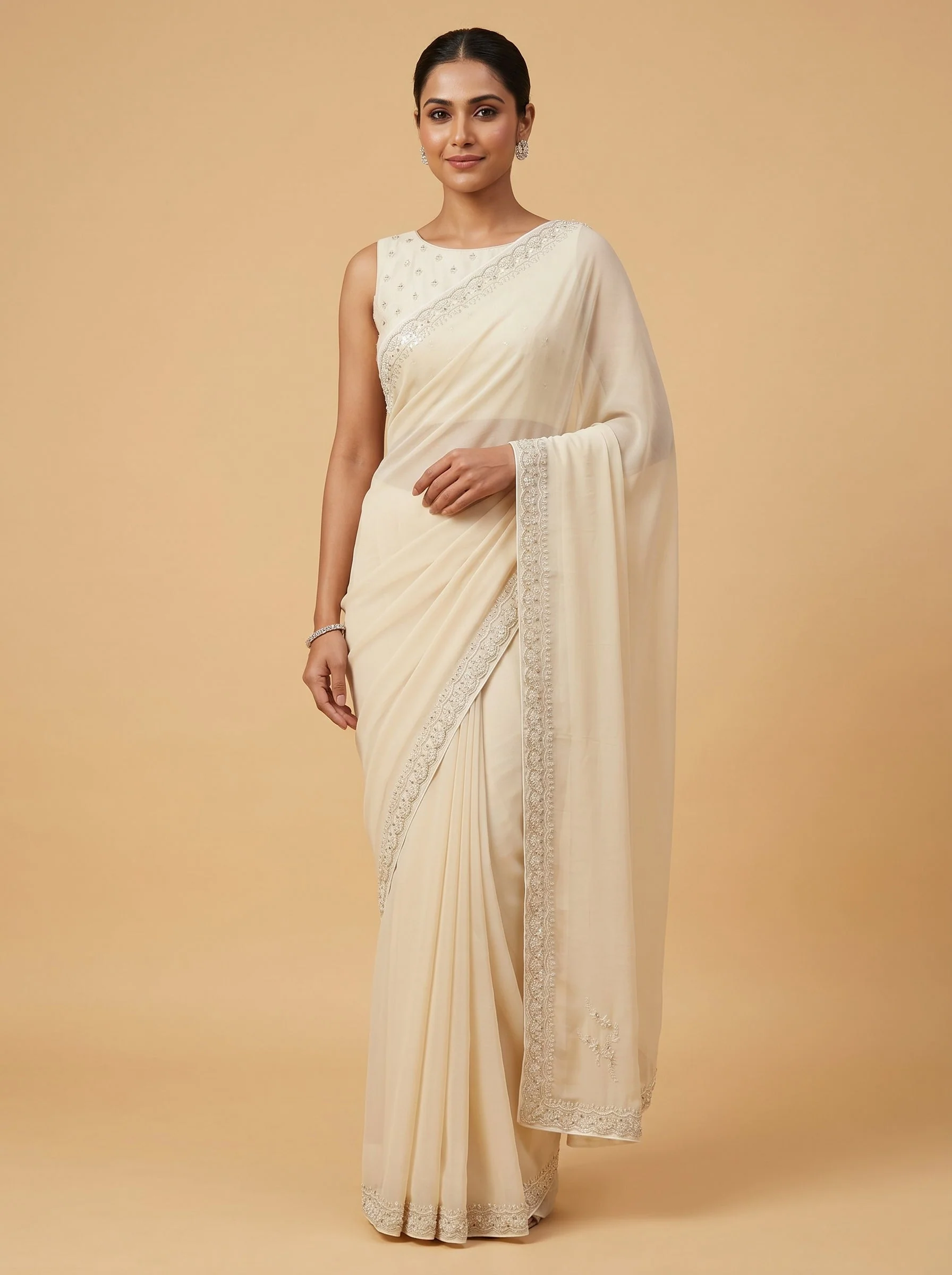 Ivory Soft Elegance Saree