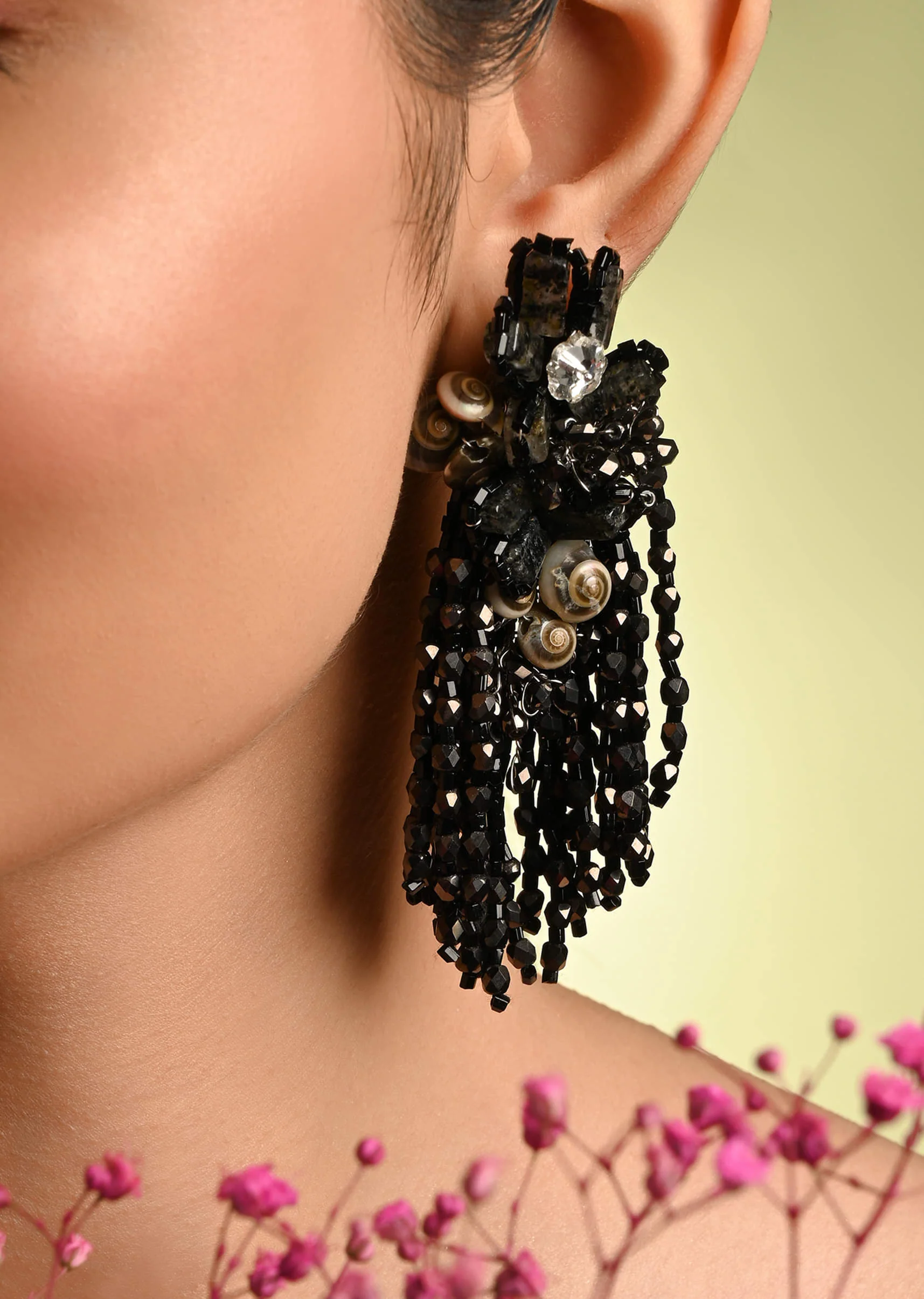 Jet Black Black Anti Tarnish Cocktail Statement Earrings