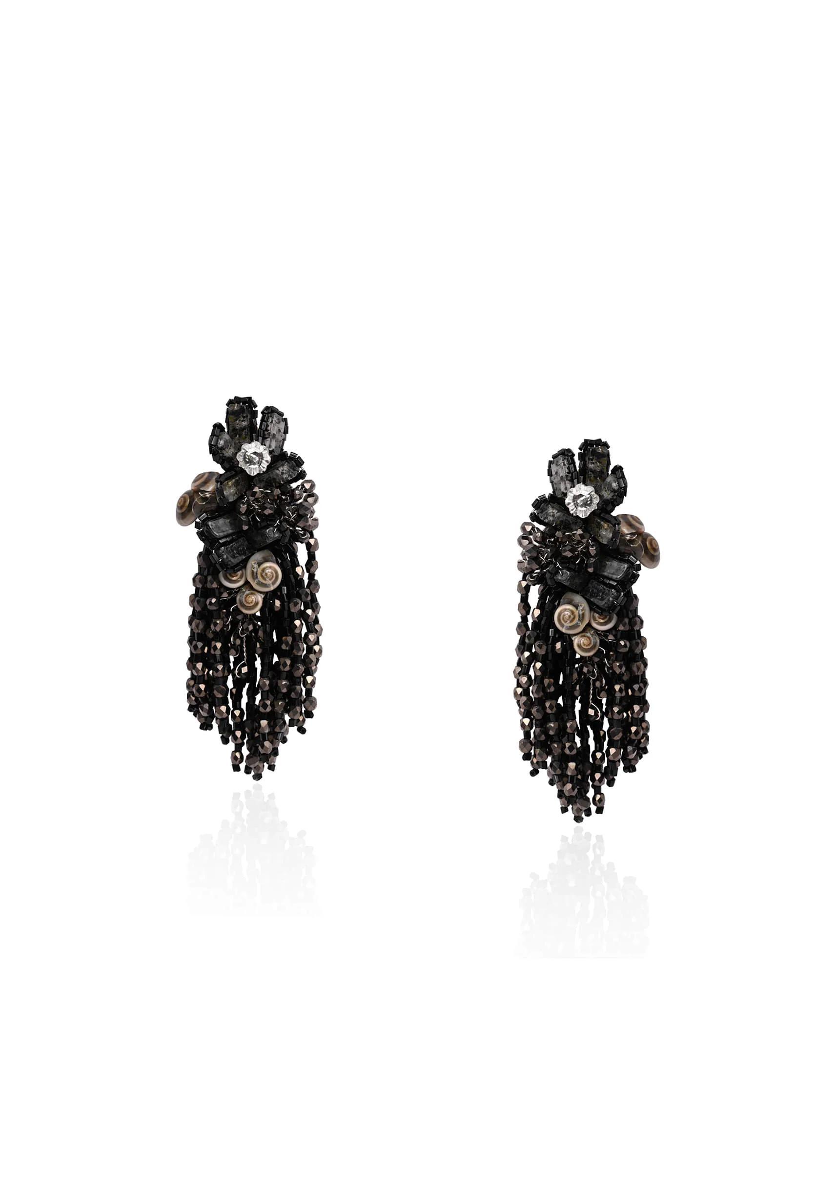 Jet Black Black Anti Tarnish Cocktail Statement Earrings - Image 3