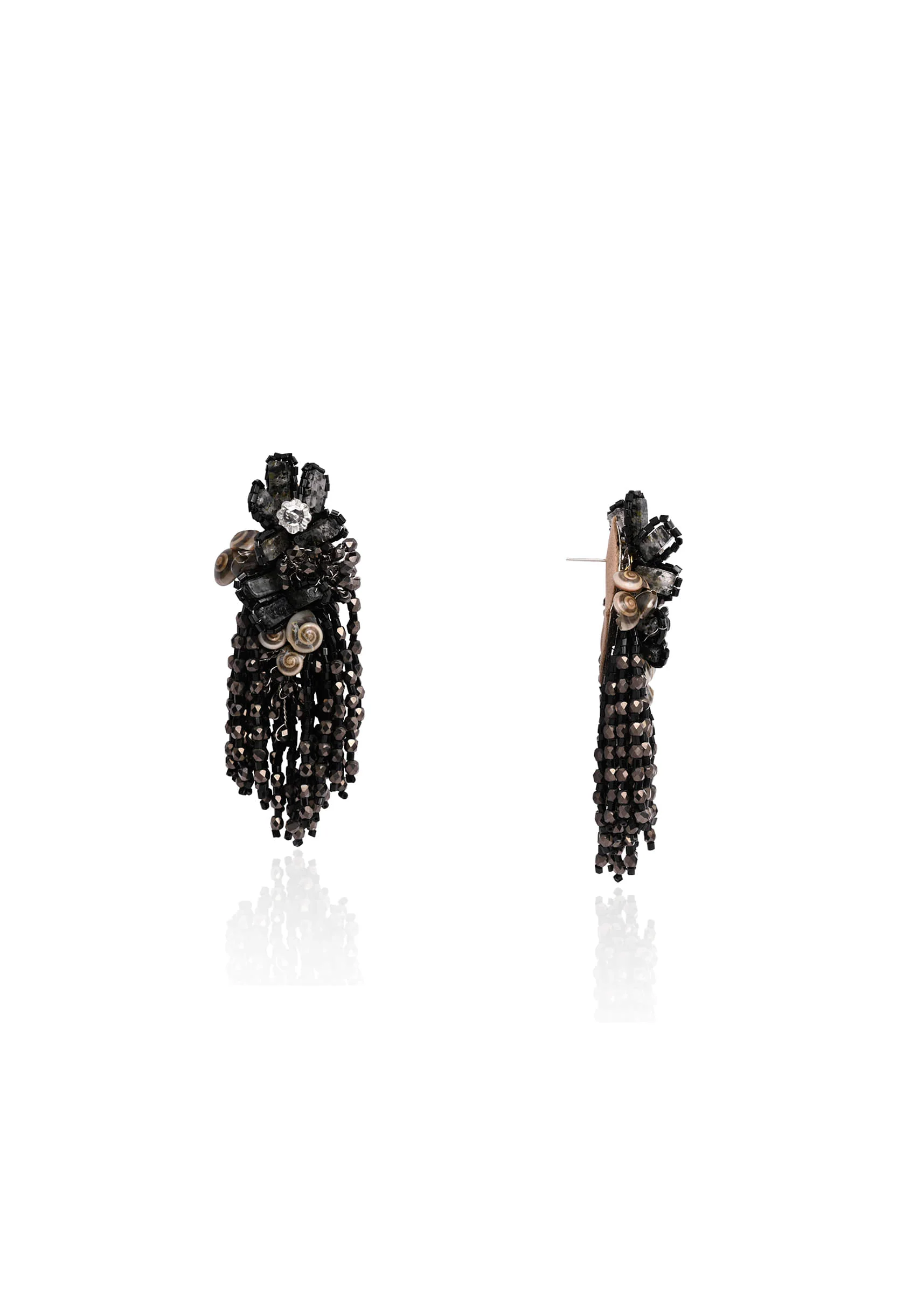 Jet Black Black Anti Tarnish Cocktail Statement Earrings - Image 5