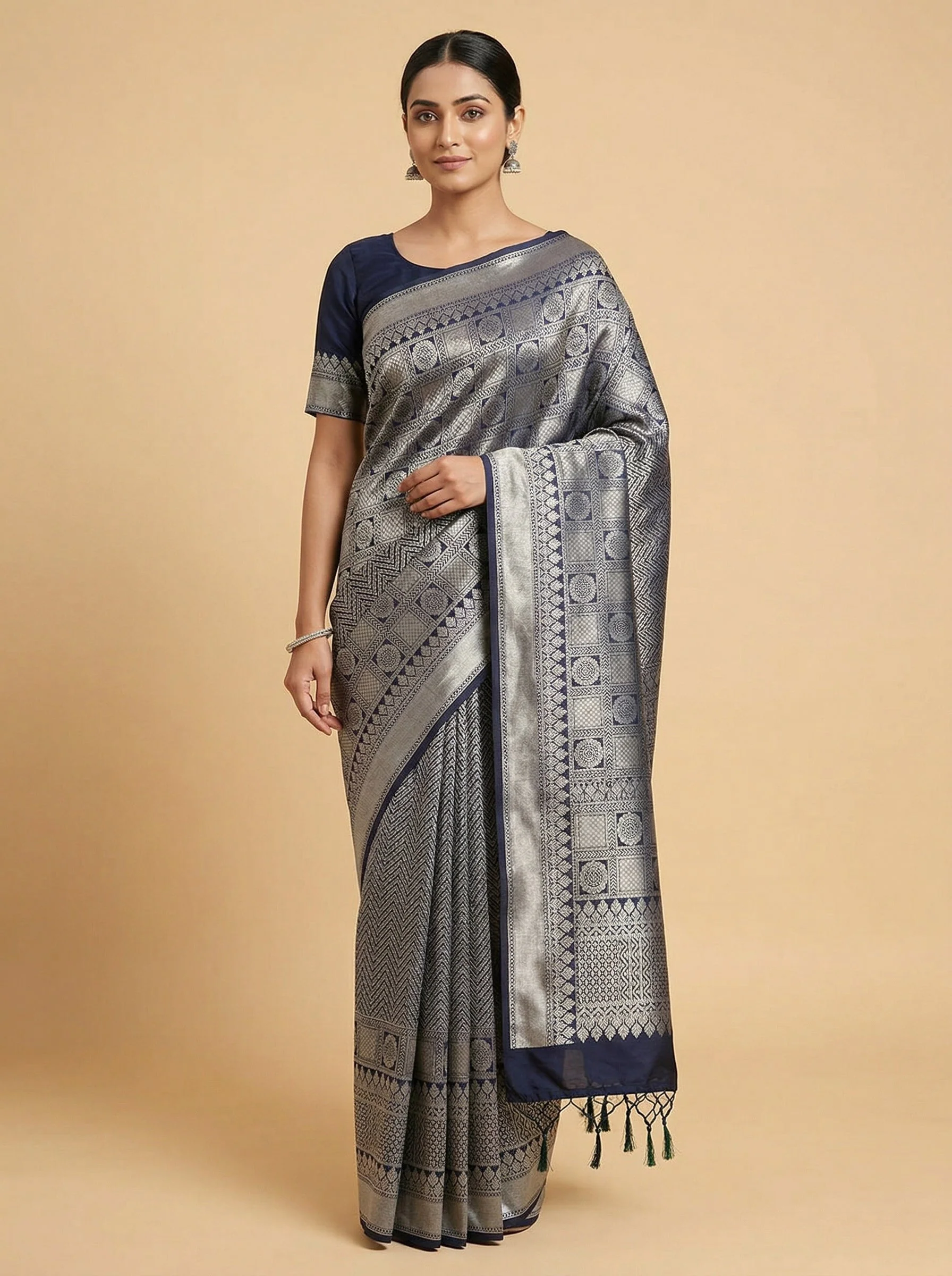Jet Black Classic Handloom Saree