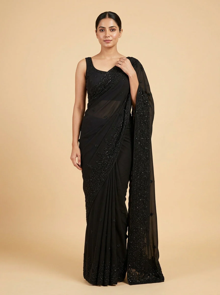 Jet Black Timeless Signature Saree