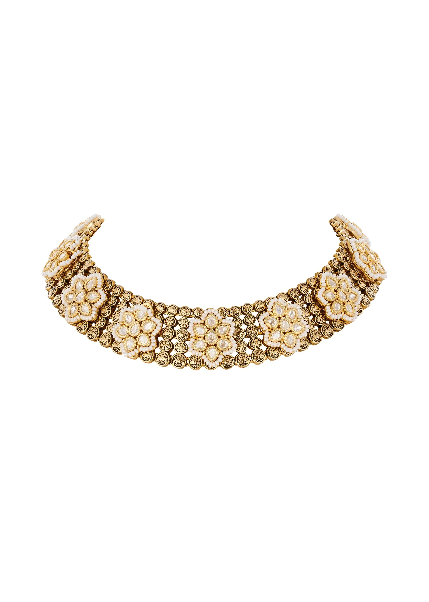 Jewellery Set In Gold Finish Polki - Image 3