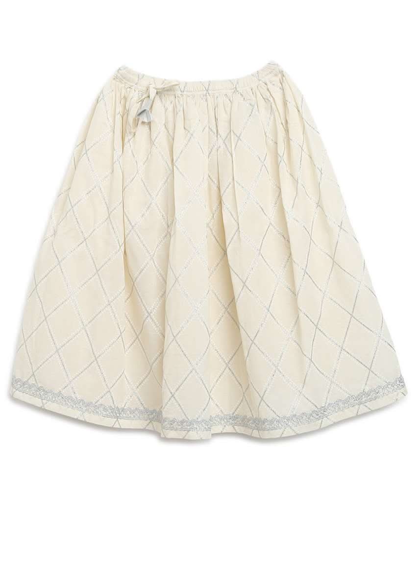 Kalki Girls White Lehenga And Kurti Set In Cotton With Self Print And Lace Work By Tiber Taber - Image 7