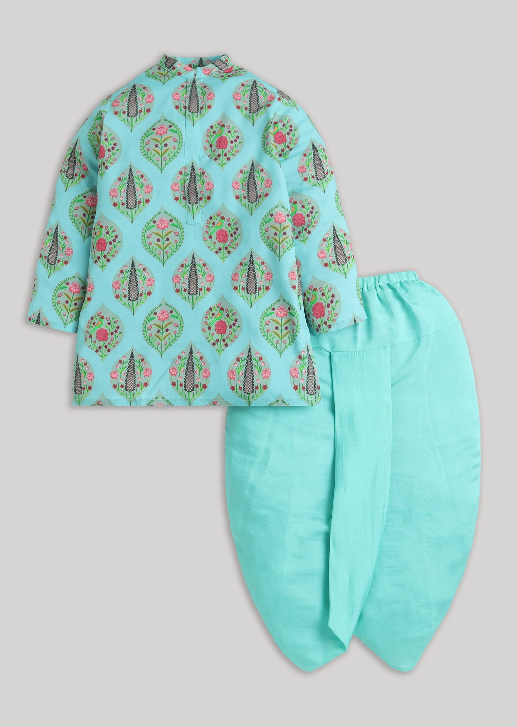 Kids Blue Kurta Set With Dhoti - Image 3