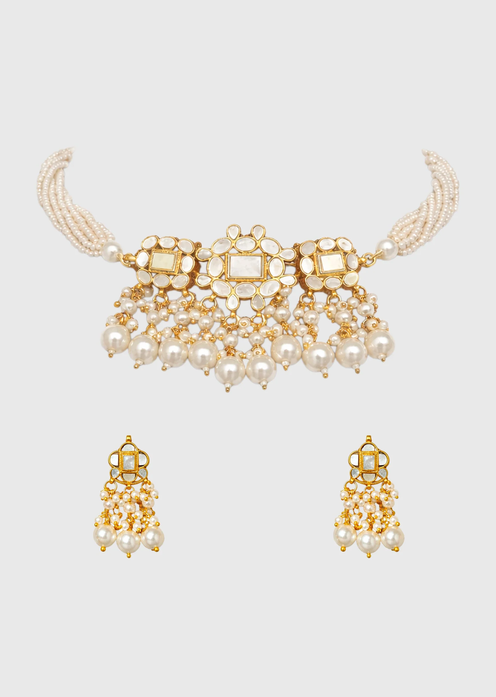 Kundan And Mother Of Pearl Necklace Set