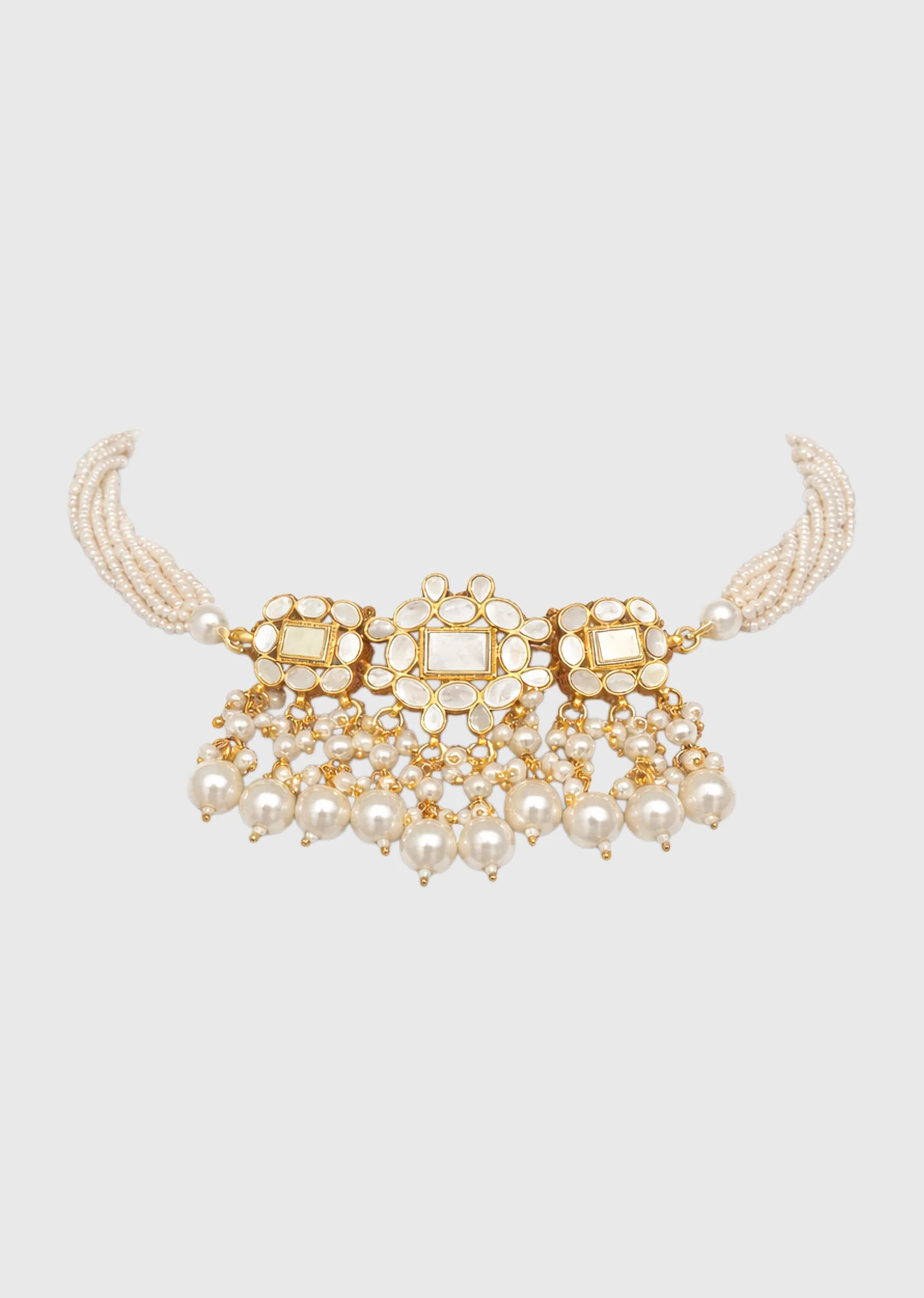 Kundan And Mother Of Pearl Necklace Set - Image 2
