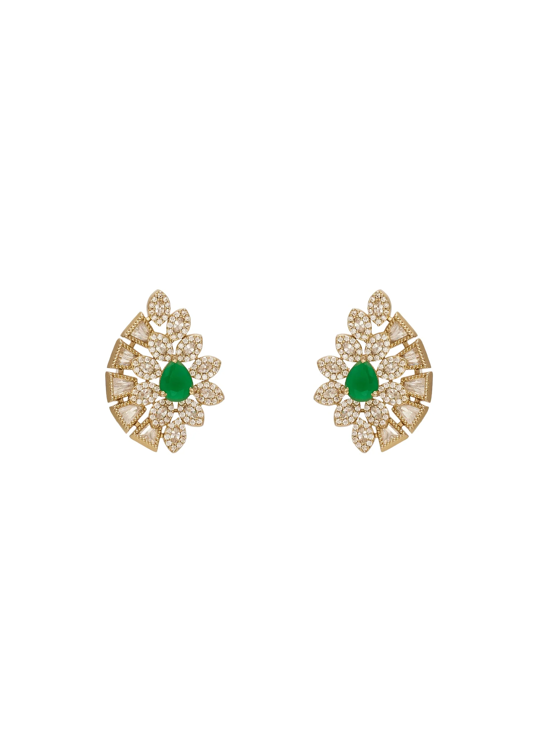 Kundan Green Earrings - Image 2