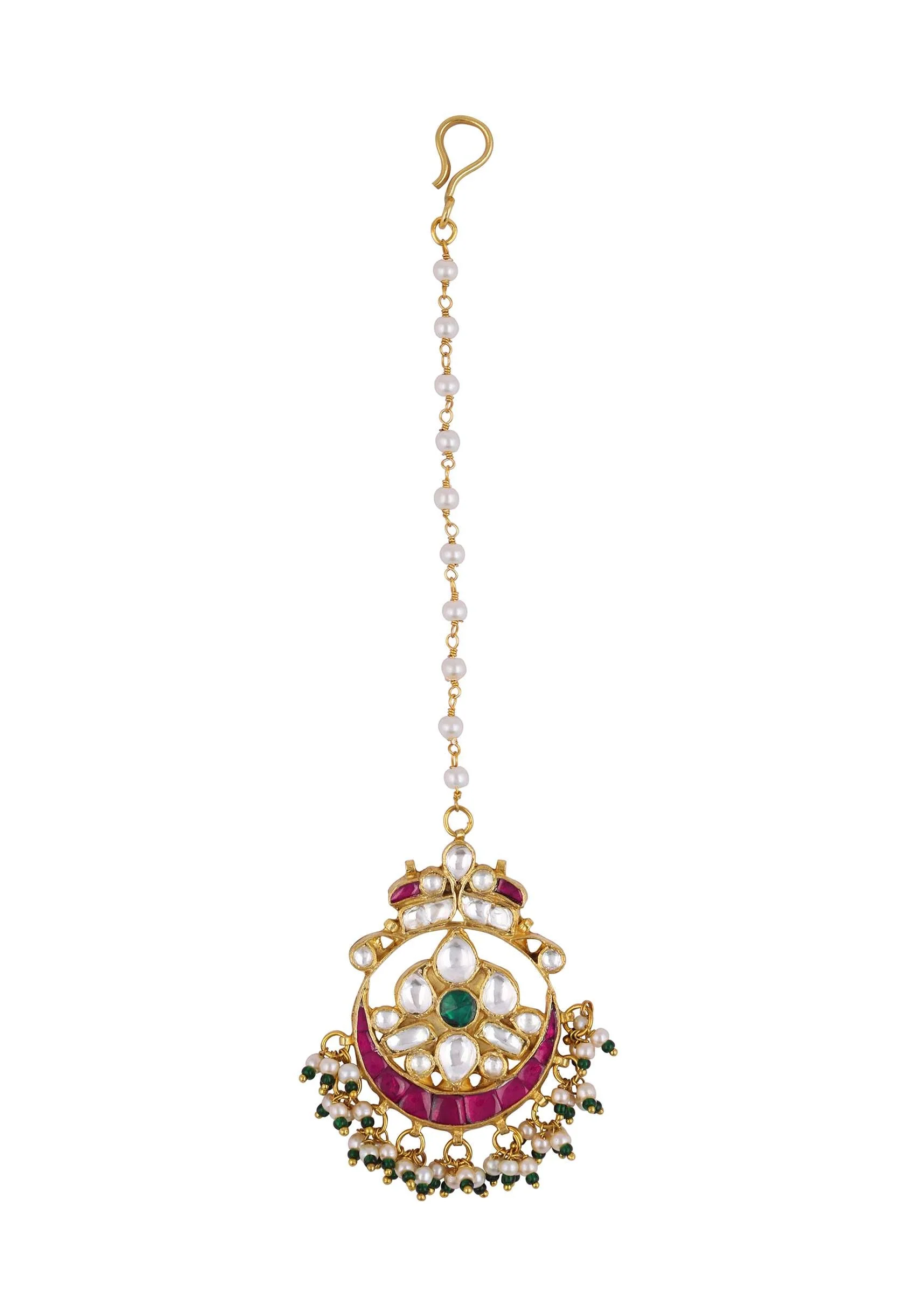 Kundan Mangtikka With Ruby And Emerald Stones - Image 3