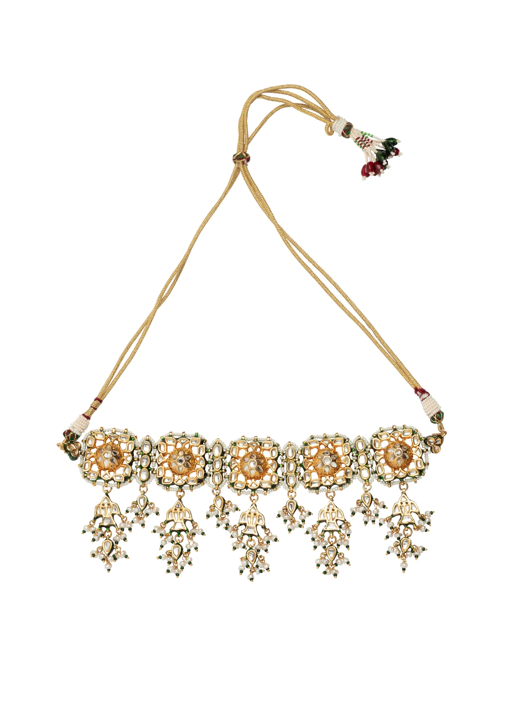 Kundan Polki Necklace Set With Earrings - Image 3