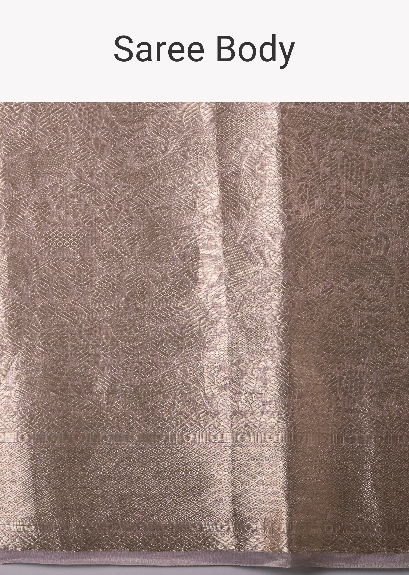 Lavender Banarasi Tissue Silk Jacquard Weave Saree with Unstitched Blouse - Image 9