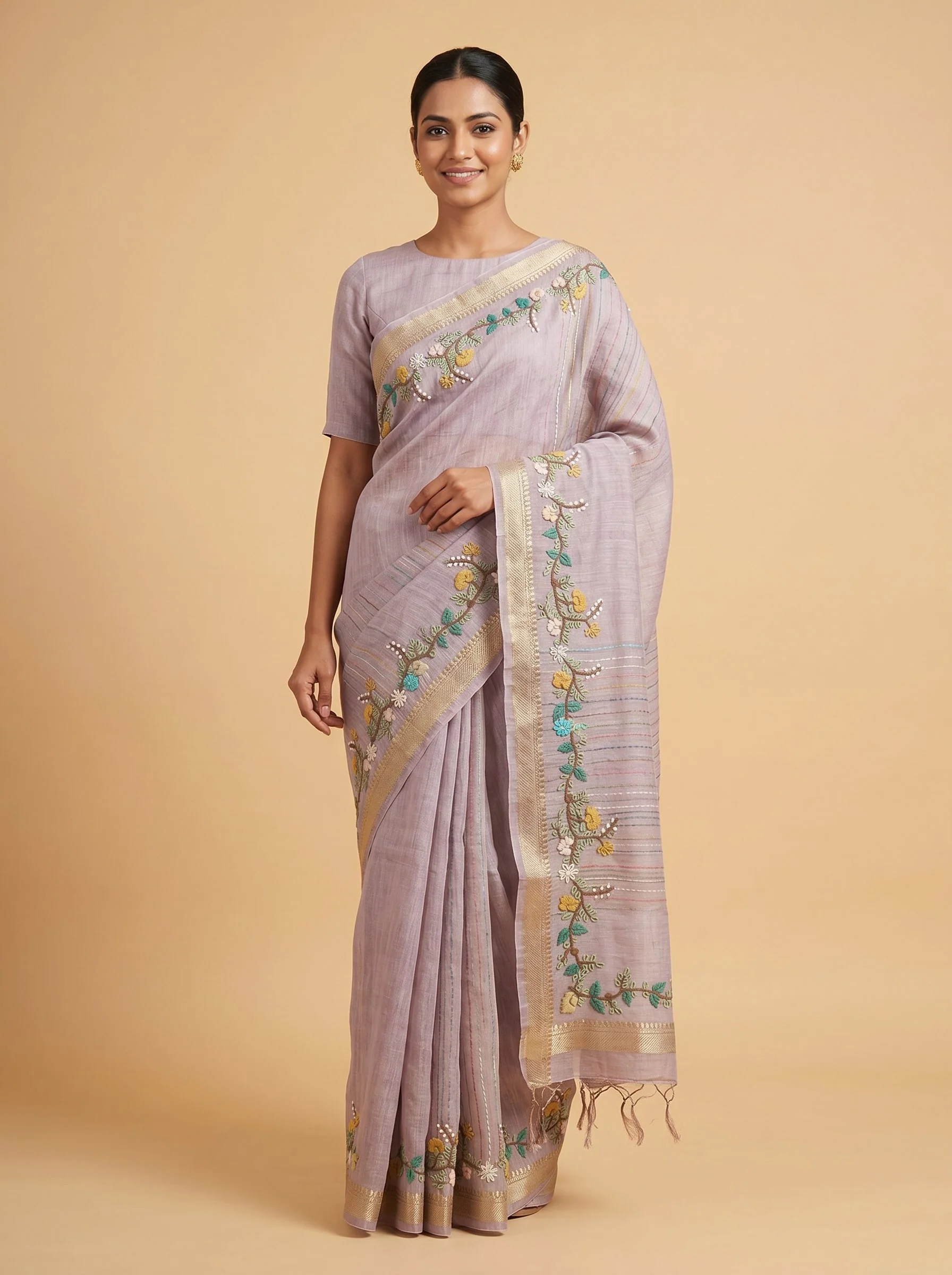 Lavender Calm Detail Embroidered Saree