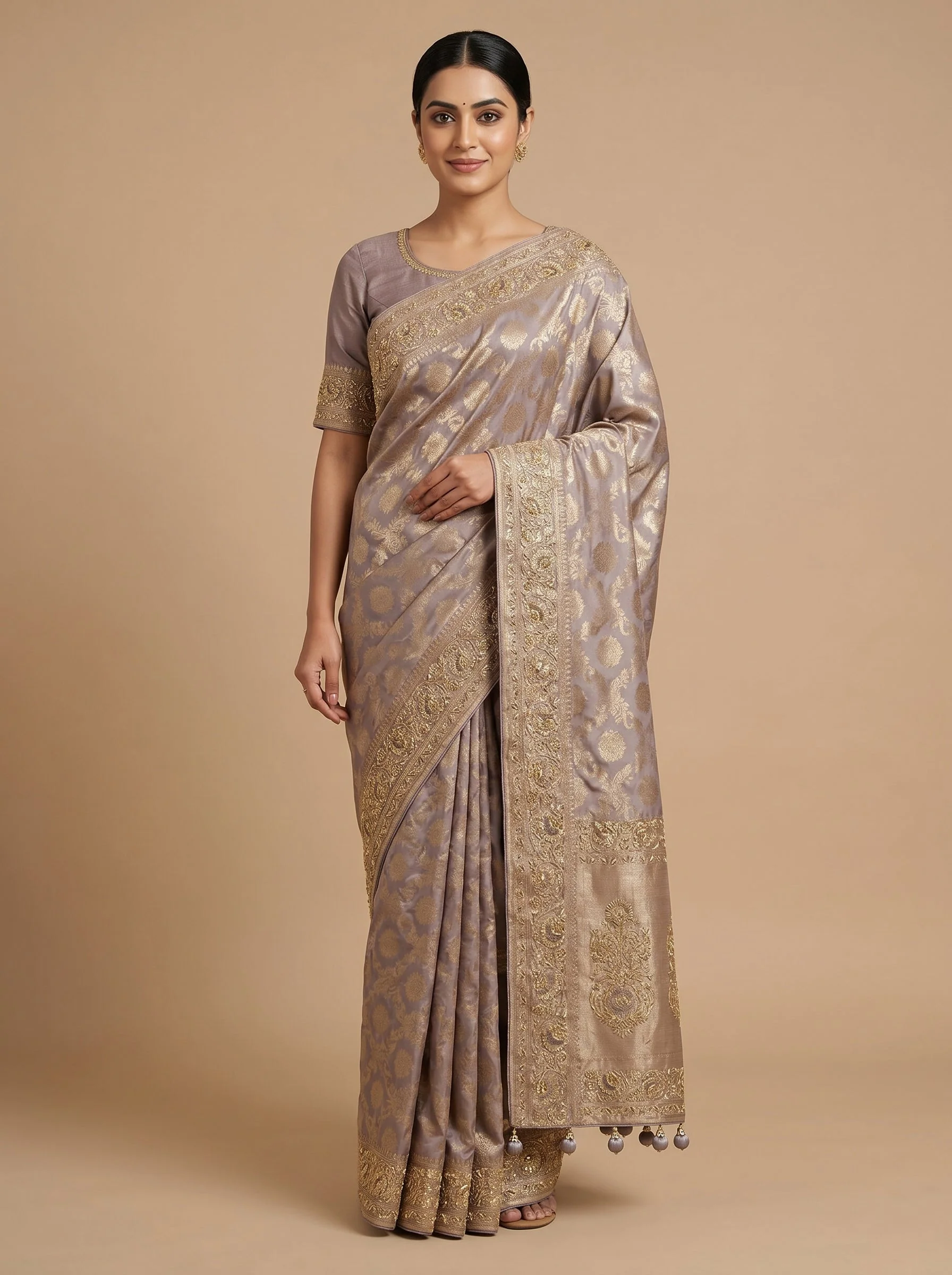 Lavender Calm Hue Embroidered Saree
