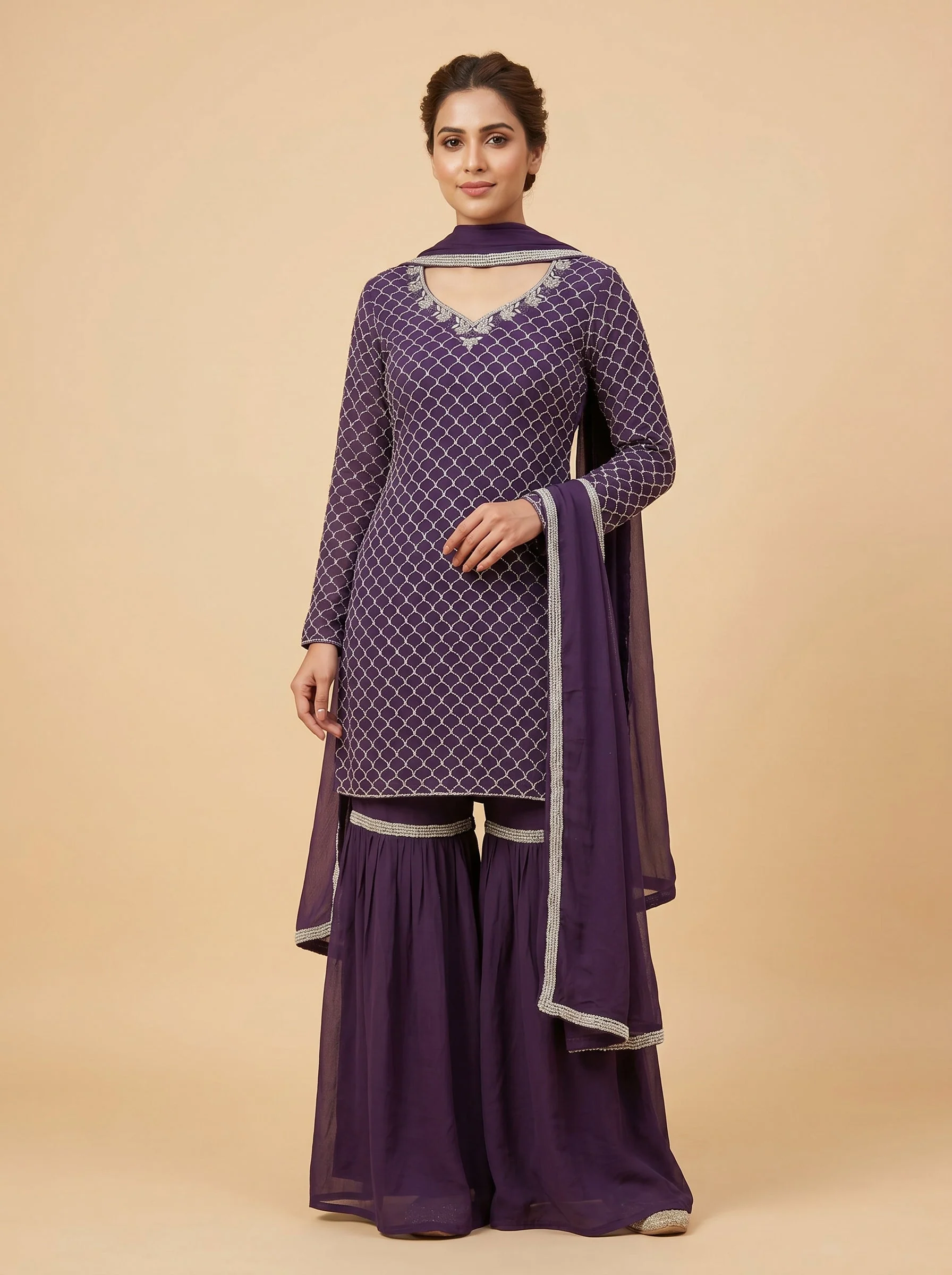 Lavender Cloud Sharara Set