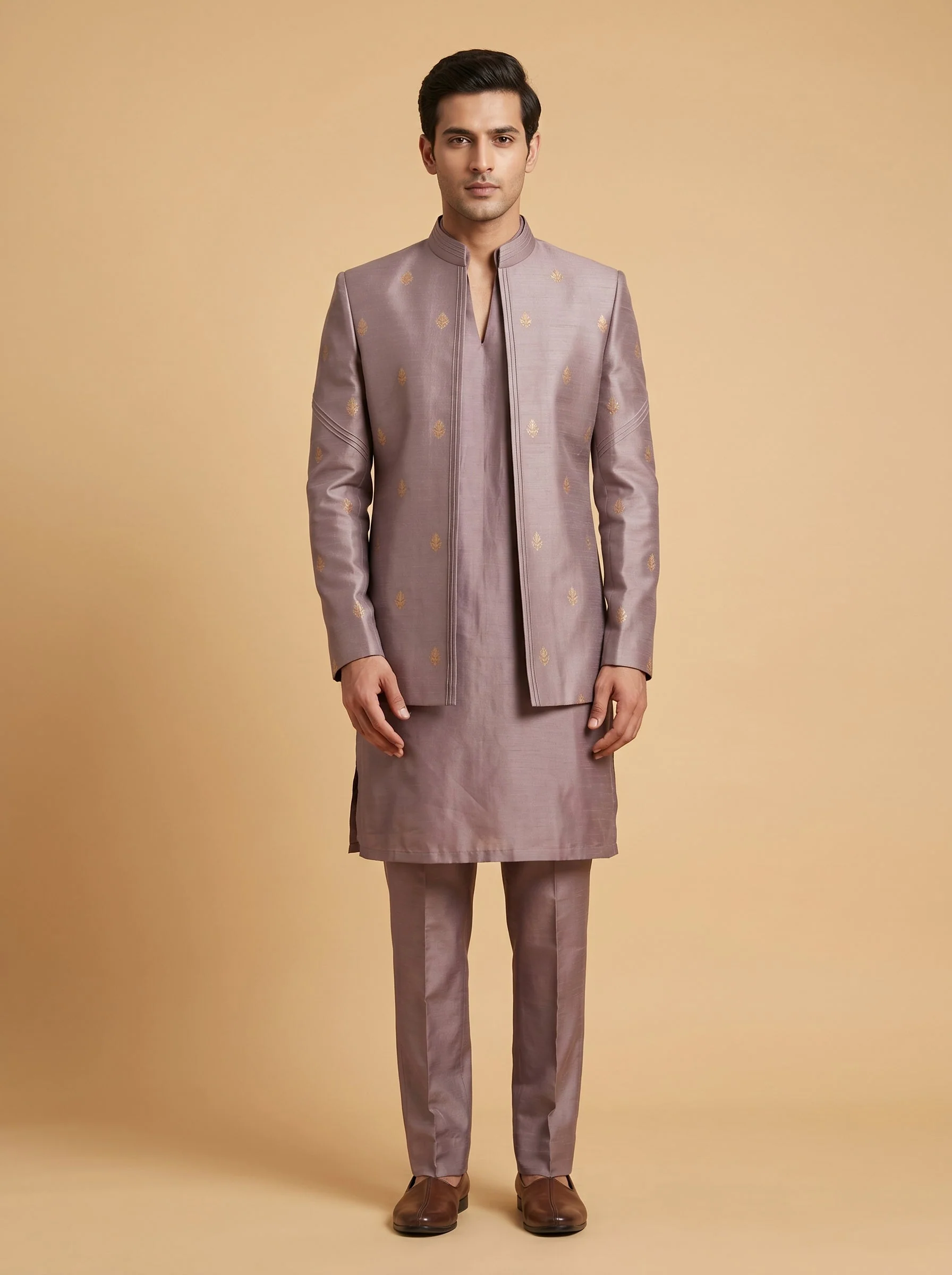 Lavender Elegant Jacket Kurta Set