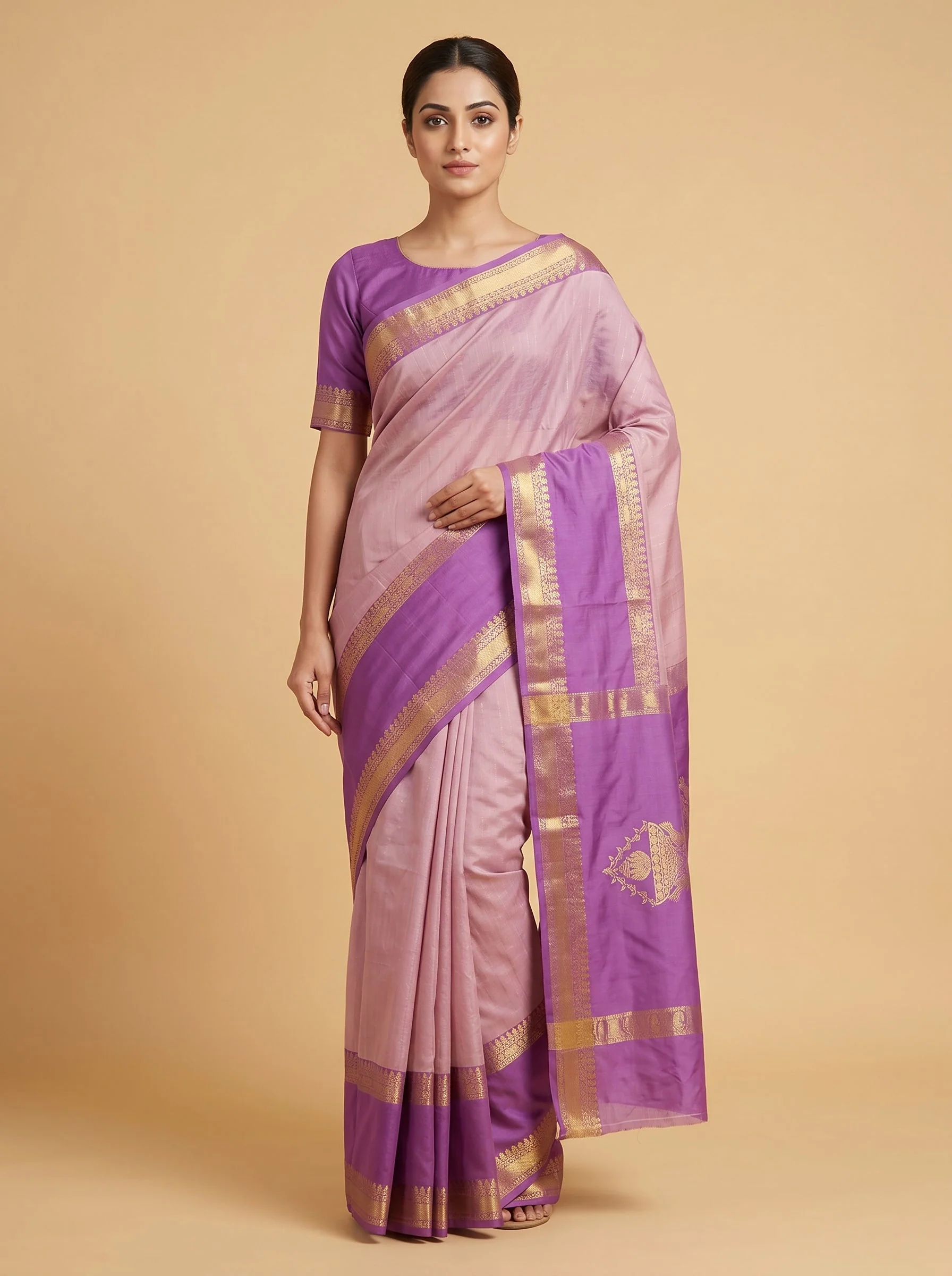 Lavender Handloom Saree with Soft Flow