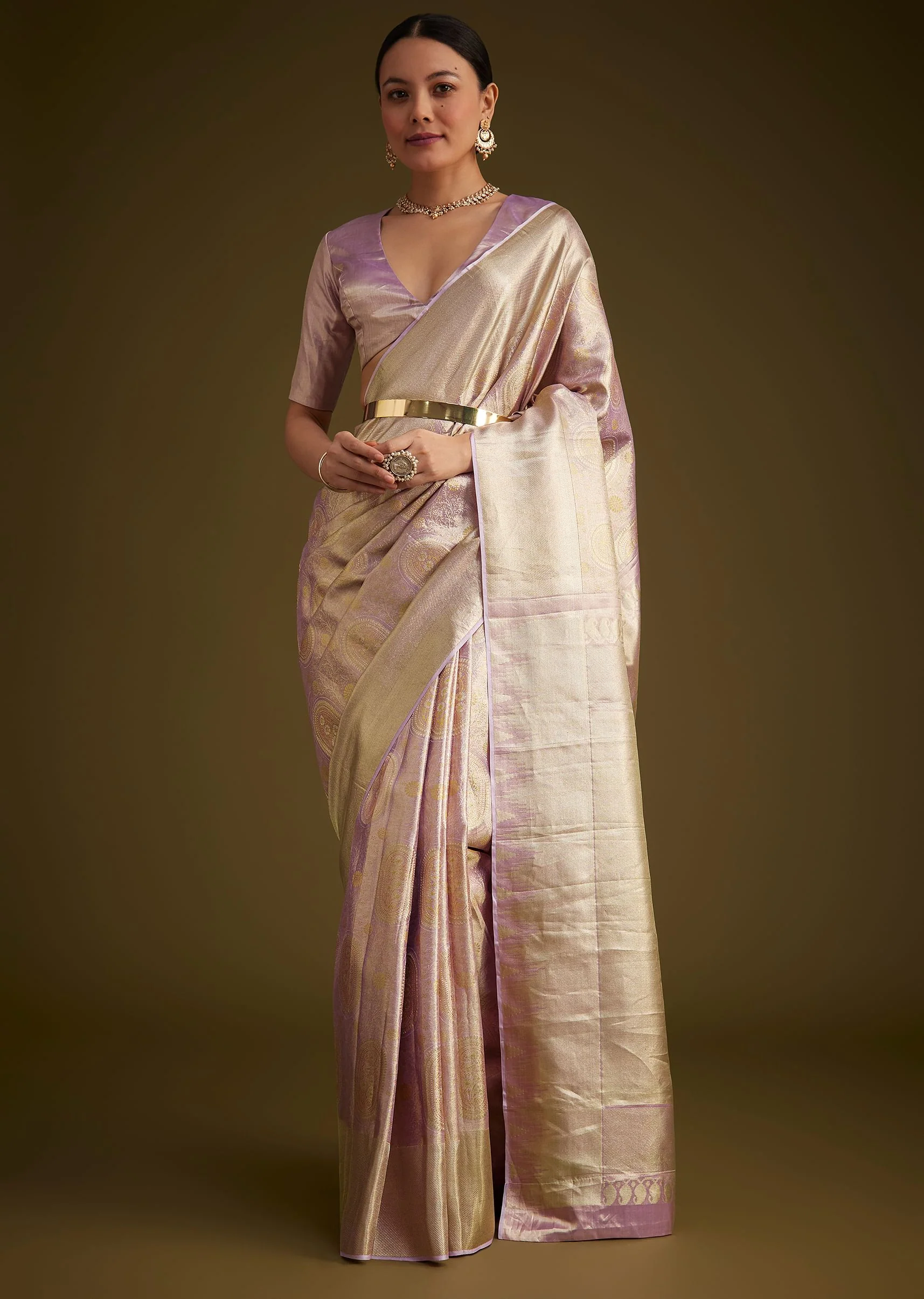 Lavender Kanjivaram Silk Saree - Image 2