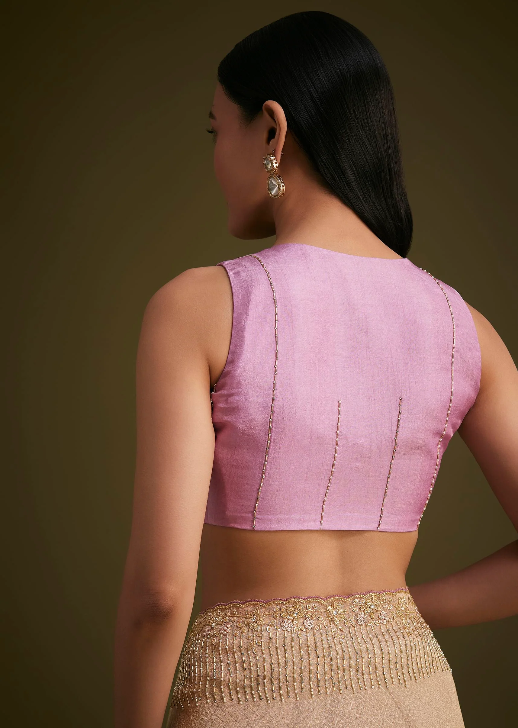 lavender Ombre Jacquard Saree - Image 8