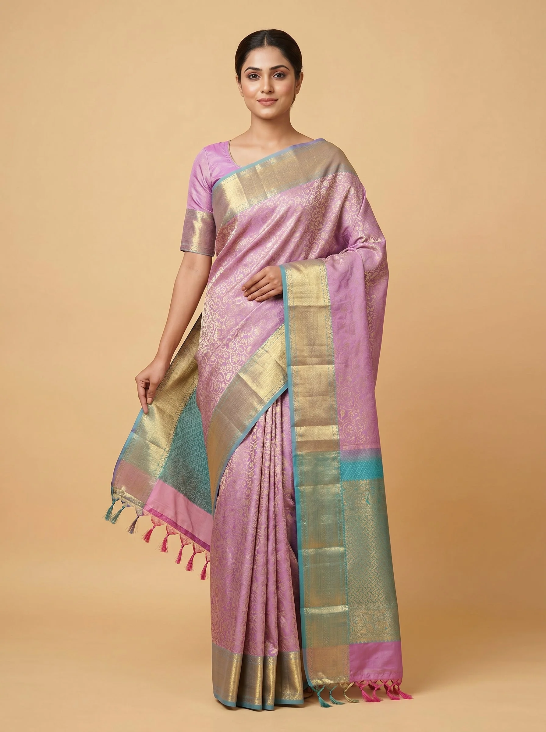 Lavender Pink Pastel Handloom Saree