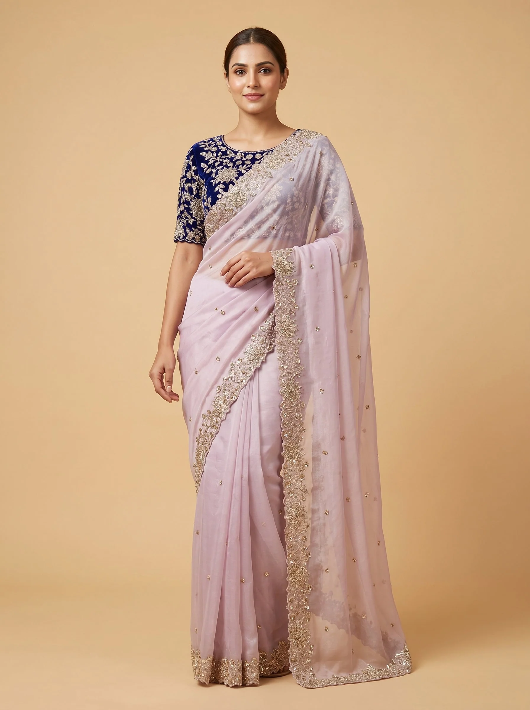 Lavender Refined Embroidered Saree