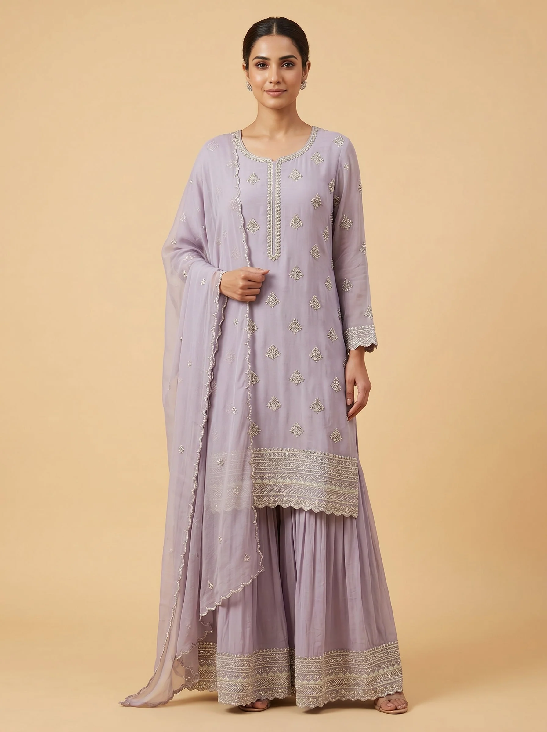 Lavender Sheen Sharara Set