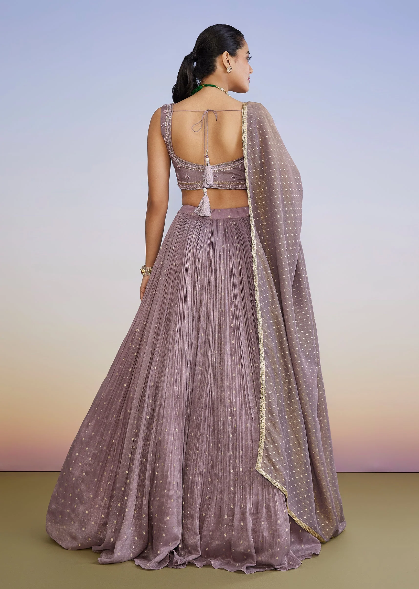 Lavender Tissue Butti Lehenga - Image 2