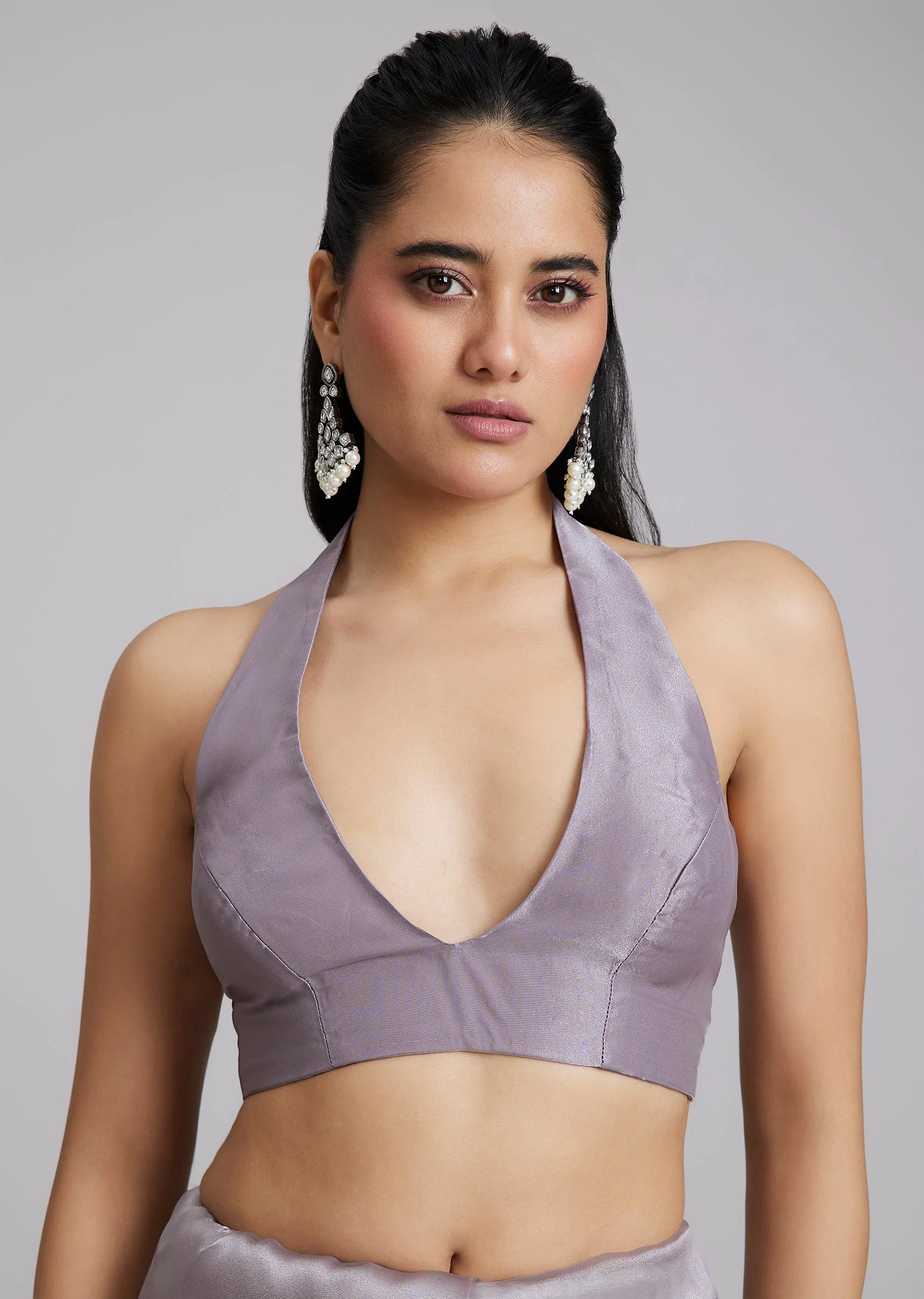 Lavender Tissue Saree With Cutdana Scallop Border - Image 7