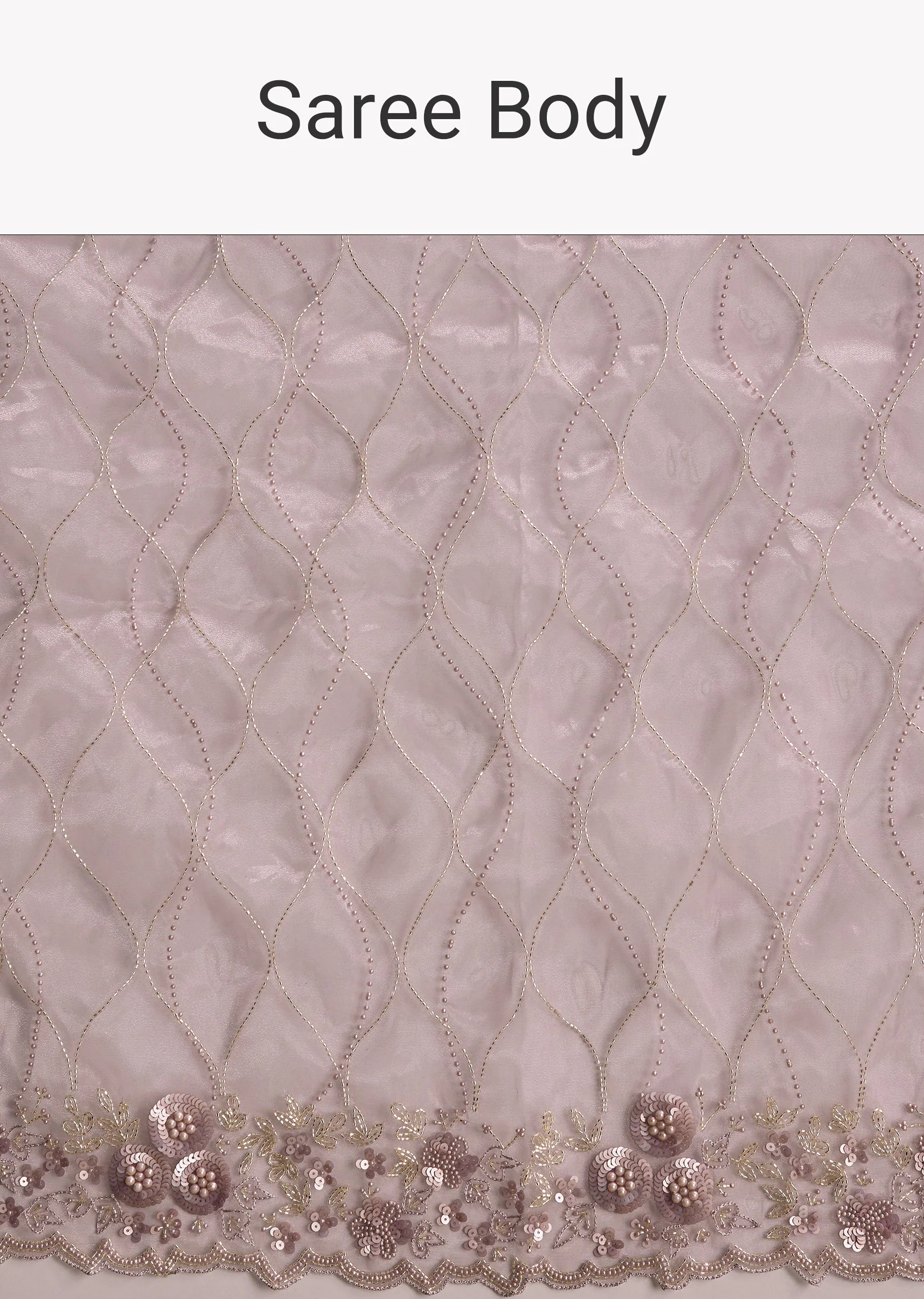 Lavender Tissue Saree With Floral Jaal - Image 9