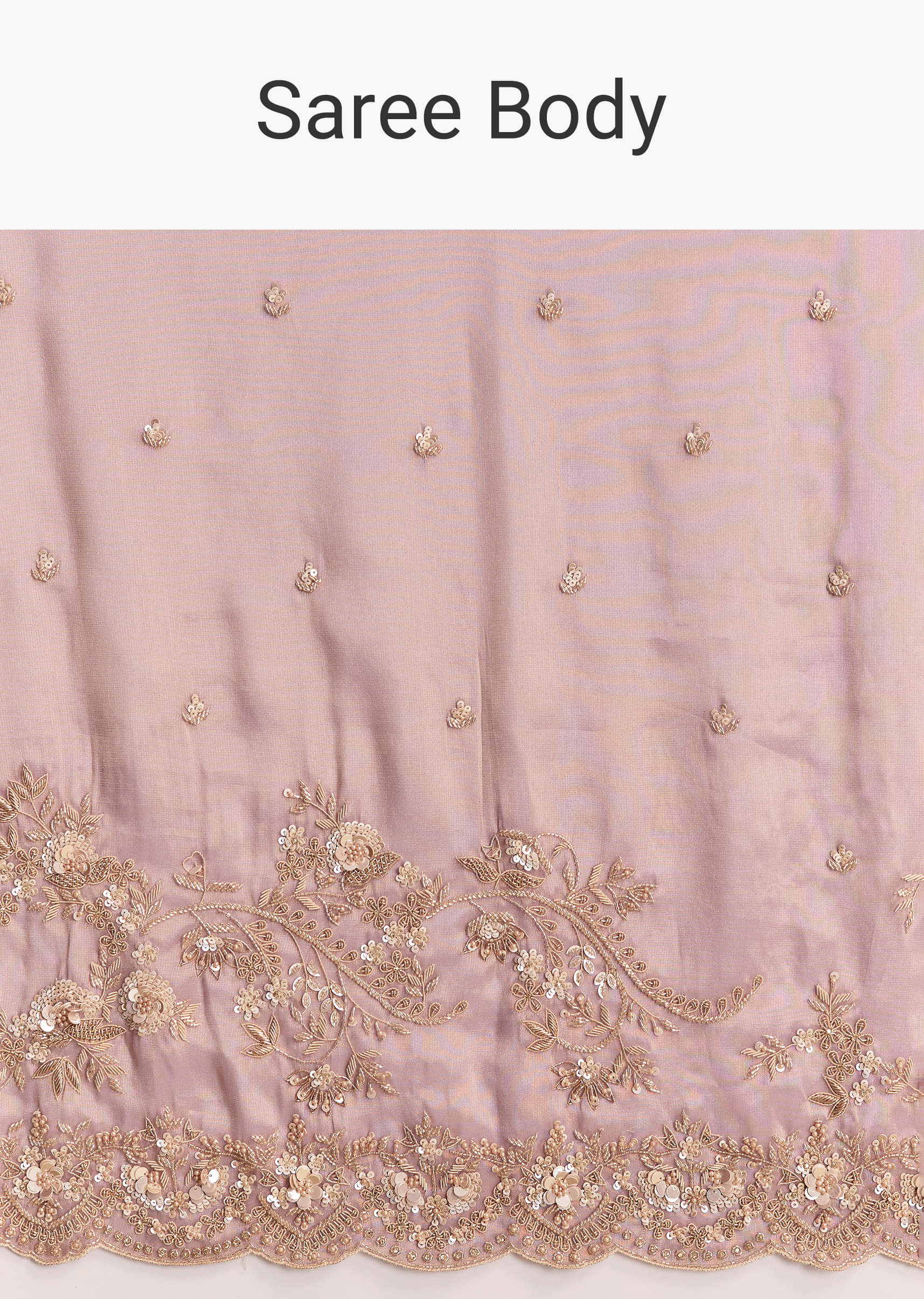Lavender Tissue Saree With Zardosi And Sequin Embroidery - Image 8