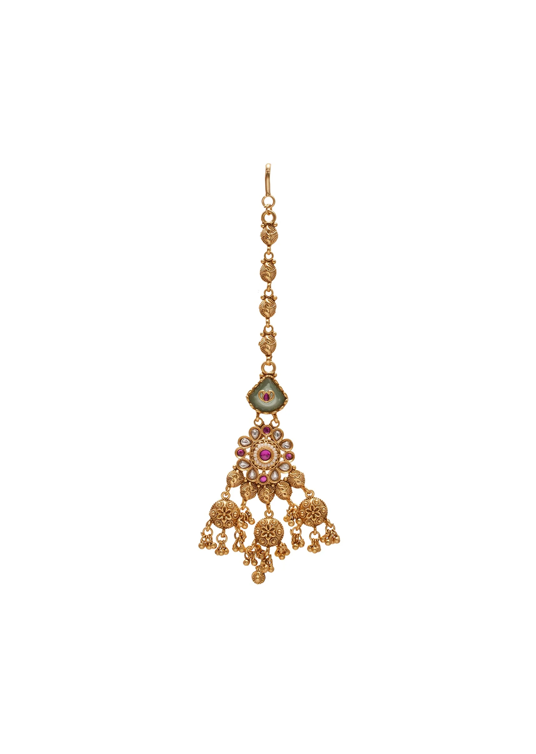 Layered Multicolor Bridal Kundan Necklace Set - Image 4