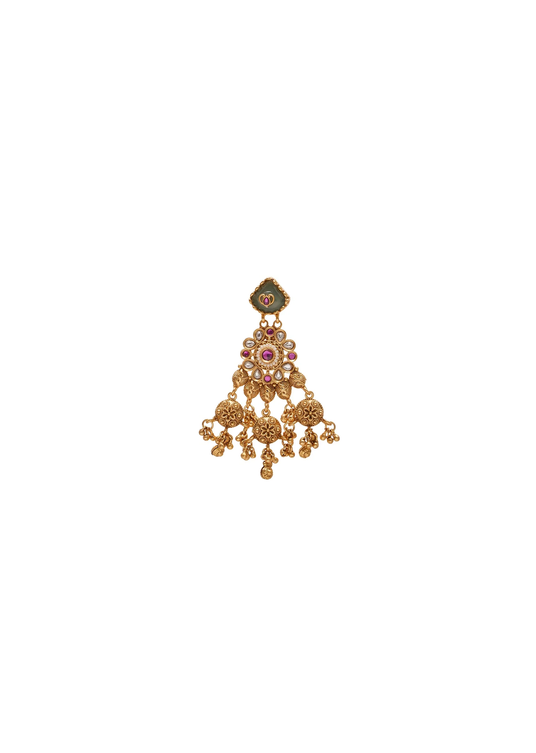 Layered Multicolor Bridal Kundan Necklace Set - Image 5
