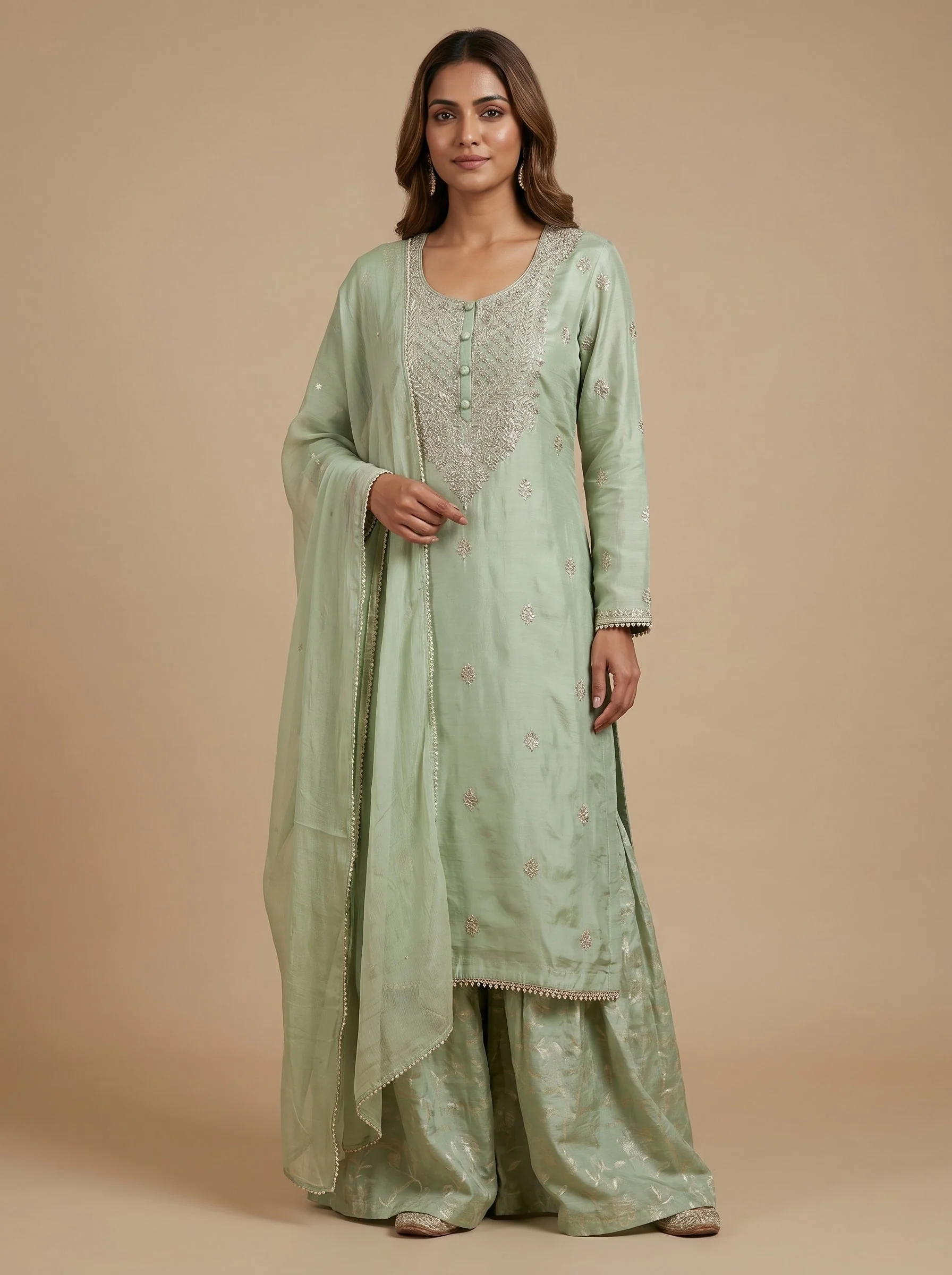 Leafy Green Sharara Set