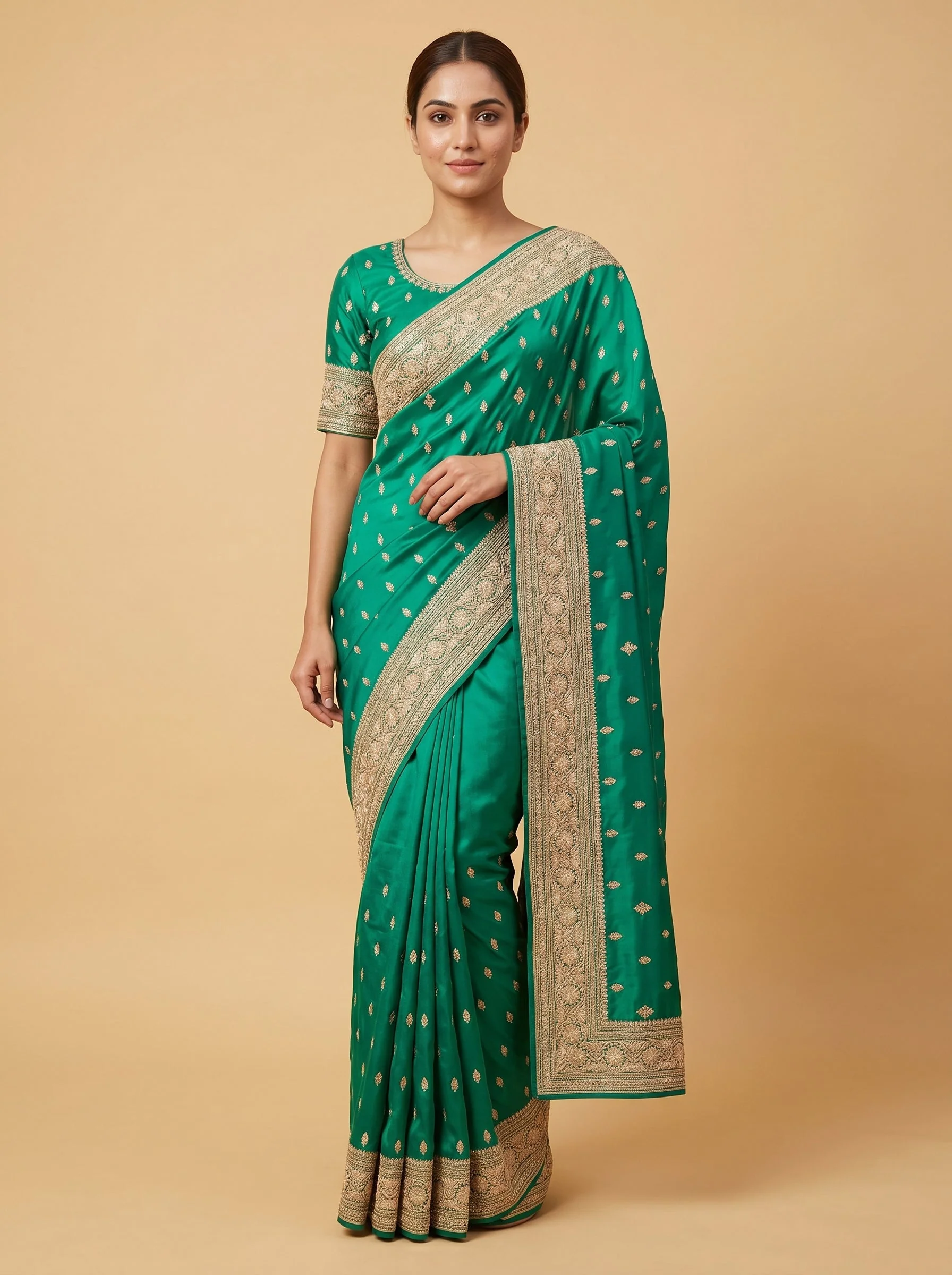Leafy Verdant Glow Saree
