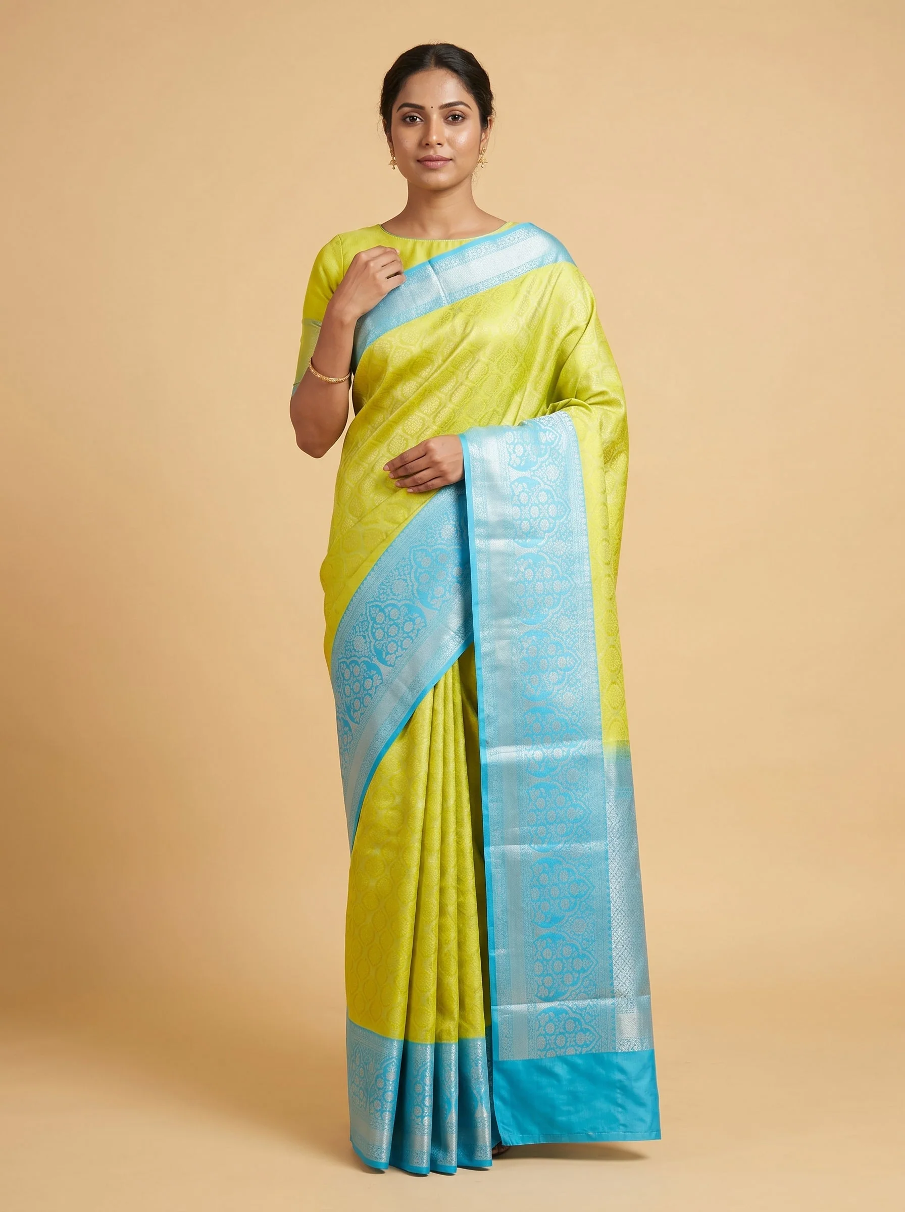 Lemon Yellow Fresh Handloom Saree