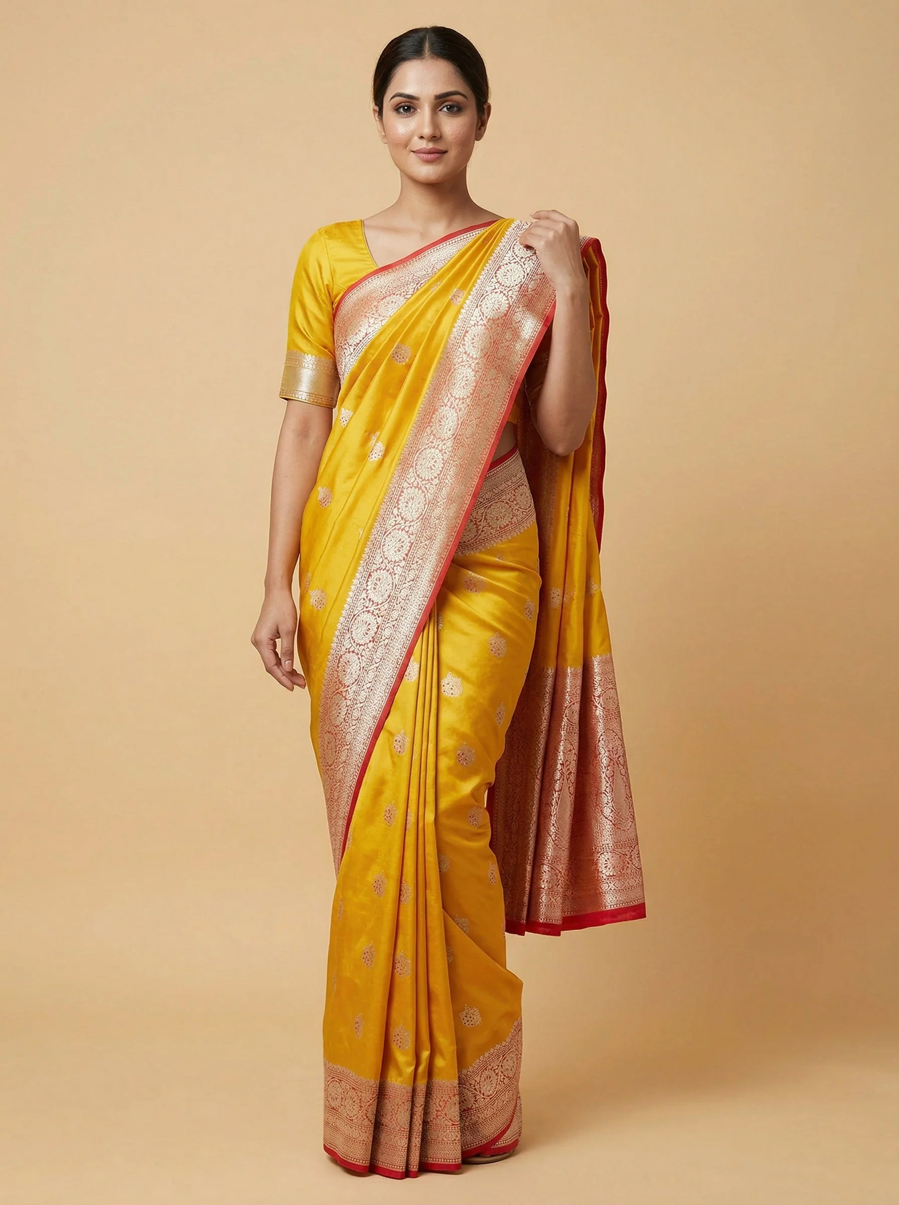 Lemon Yellow Handloom Saree