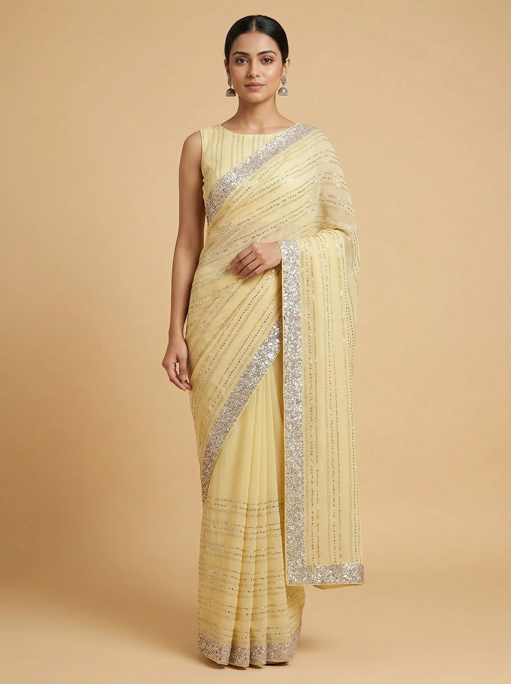 Lemon Yellow Radiant Embroidered Saree