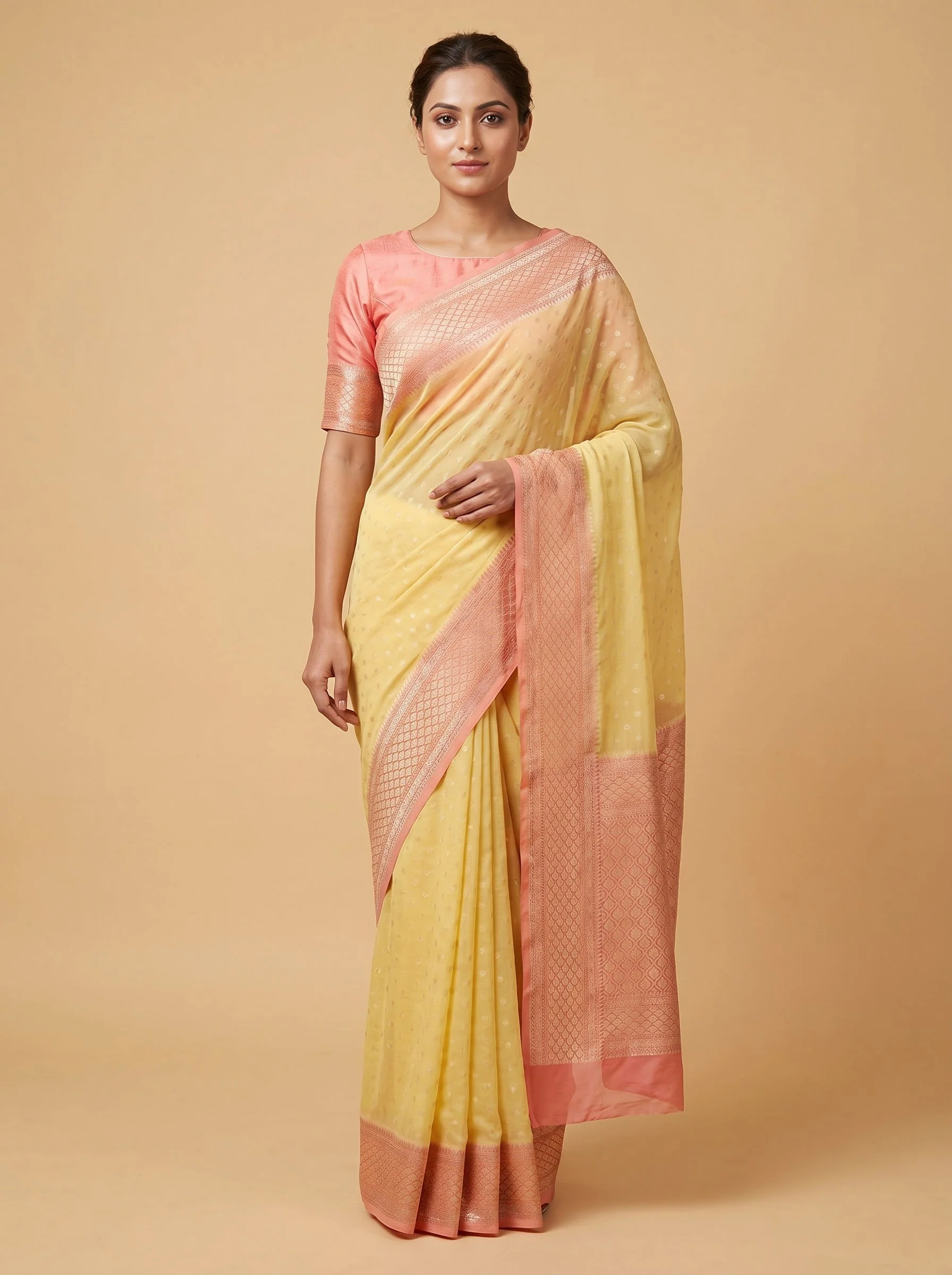 Lemon Zest Finish Embroidered Saree
