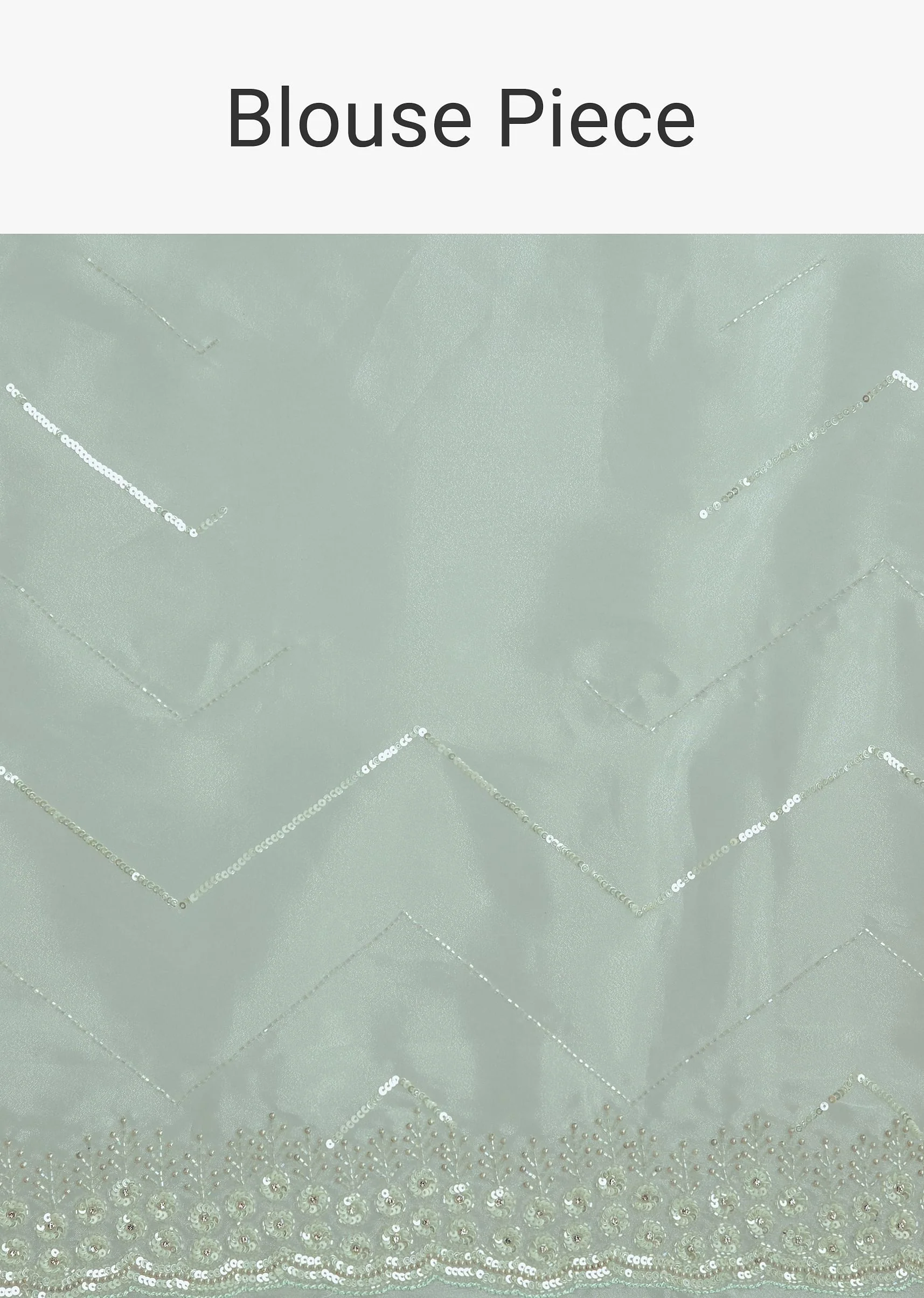 Light Blue Glass Tissue Saree With Stone Embroidery And Scallop Border - Image 10