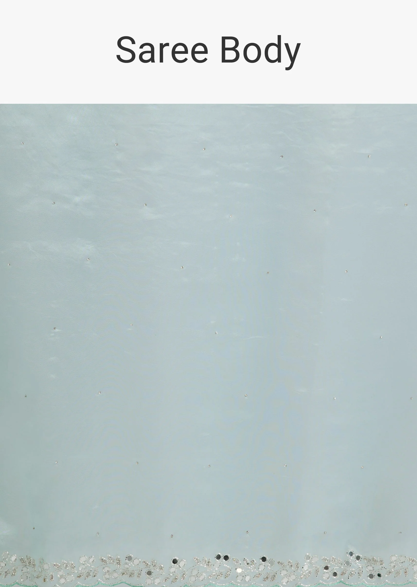 Light Blue Tissue Saree Wirh Mirror Cutdana And Stone Work - Image 9